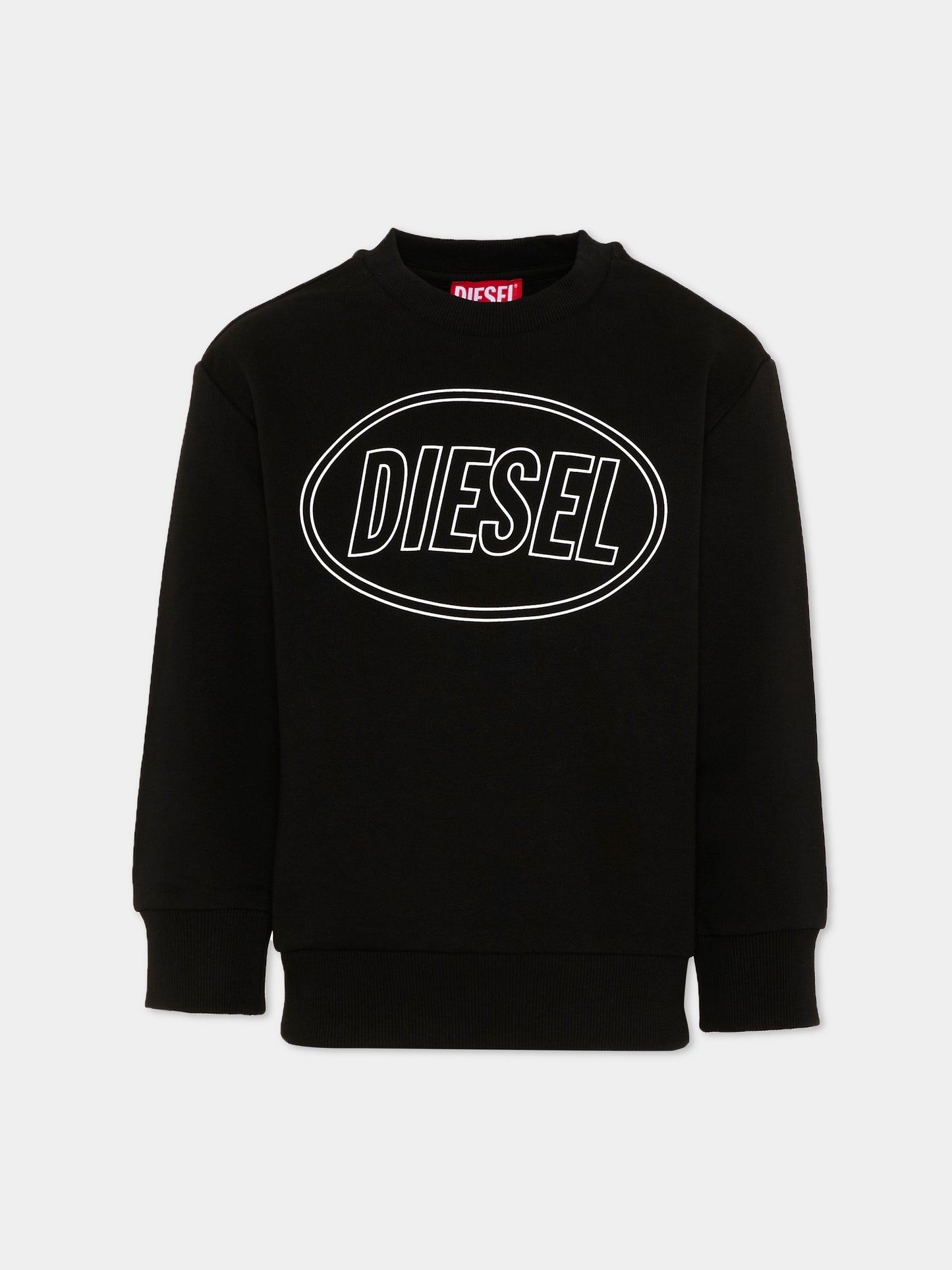 Felpa nera per bambini con logo,Diesel,J02611 0GEAD K900