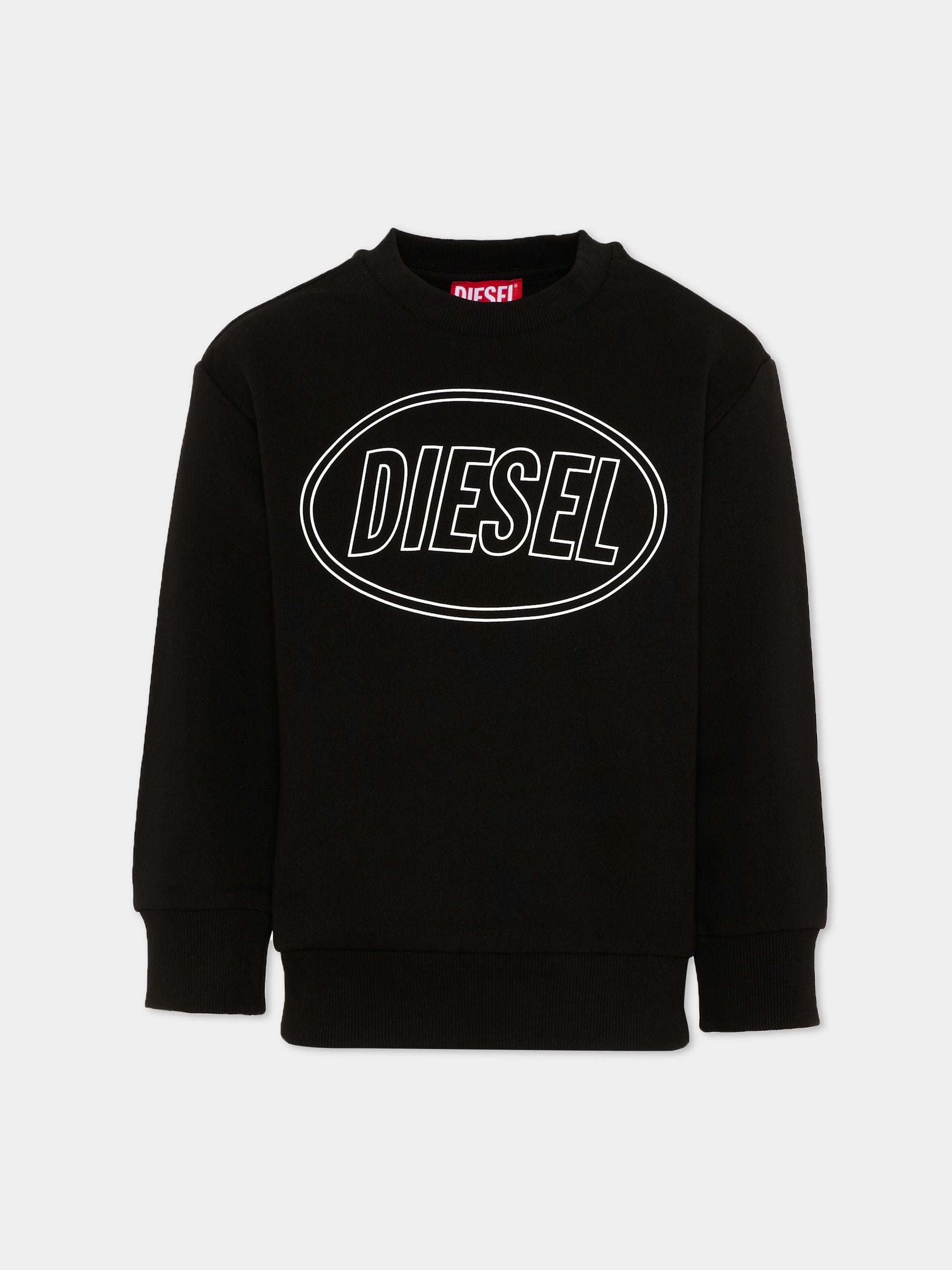 Felpa nera per bambini con logo,Diesel,J02611 0GEAD K900