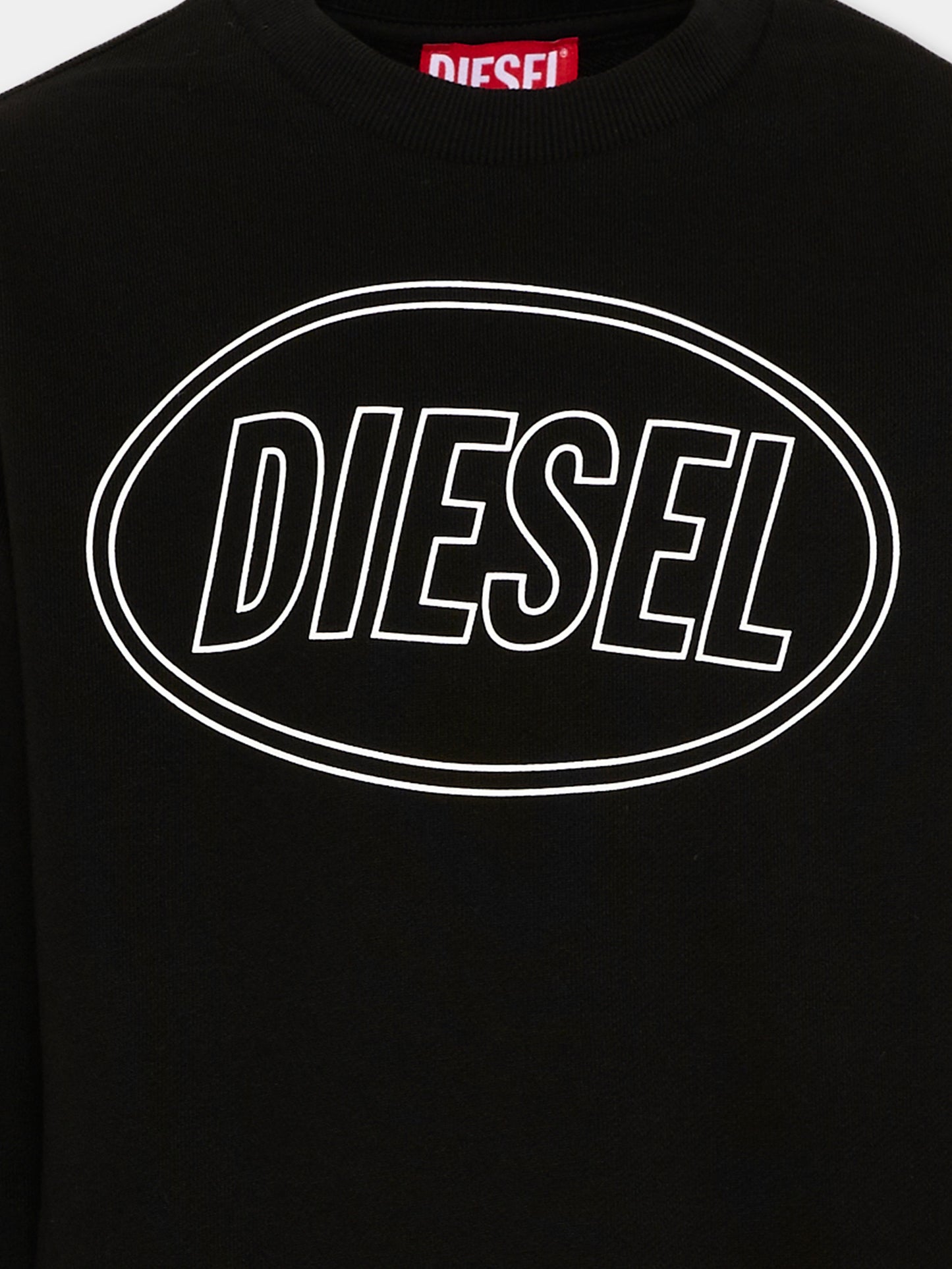 Felpa nera per bambini con logo,Diesel,J02611 0GEAD K900