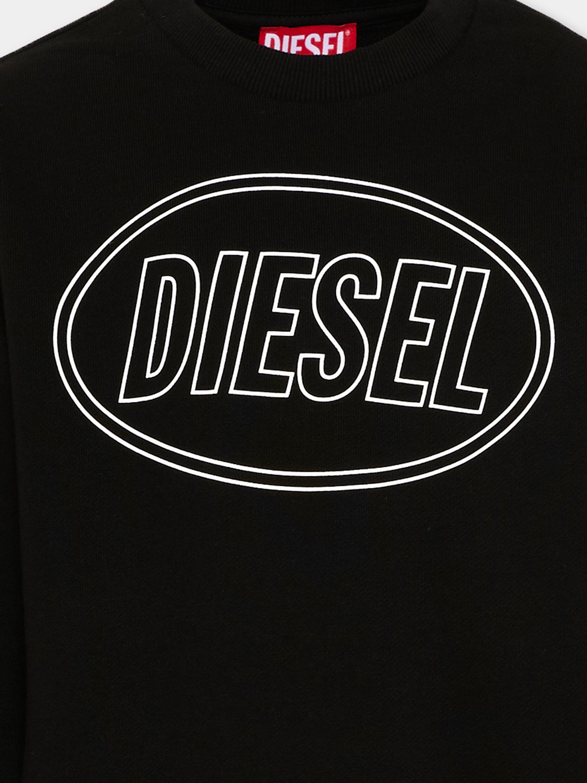 Felpa nera per bambini con logo,Diesel,J02611 0GEAD K900