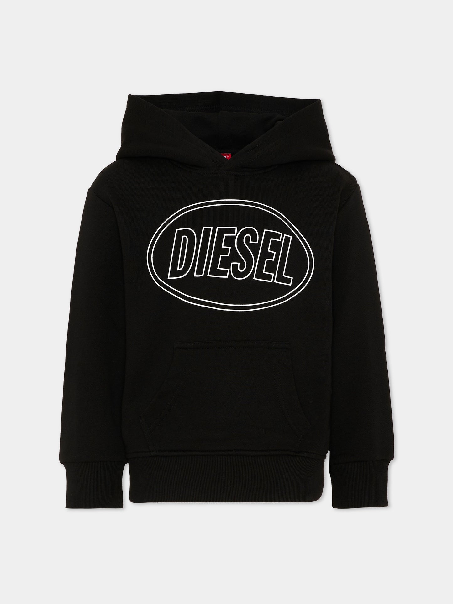 Felpa nera per bambini con logo,Diesel,J02612 0GEAD K900