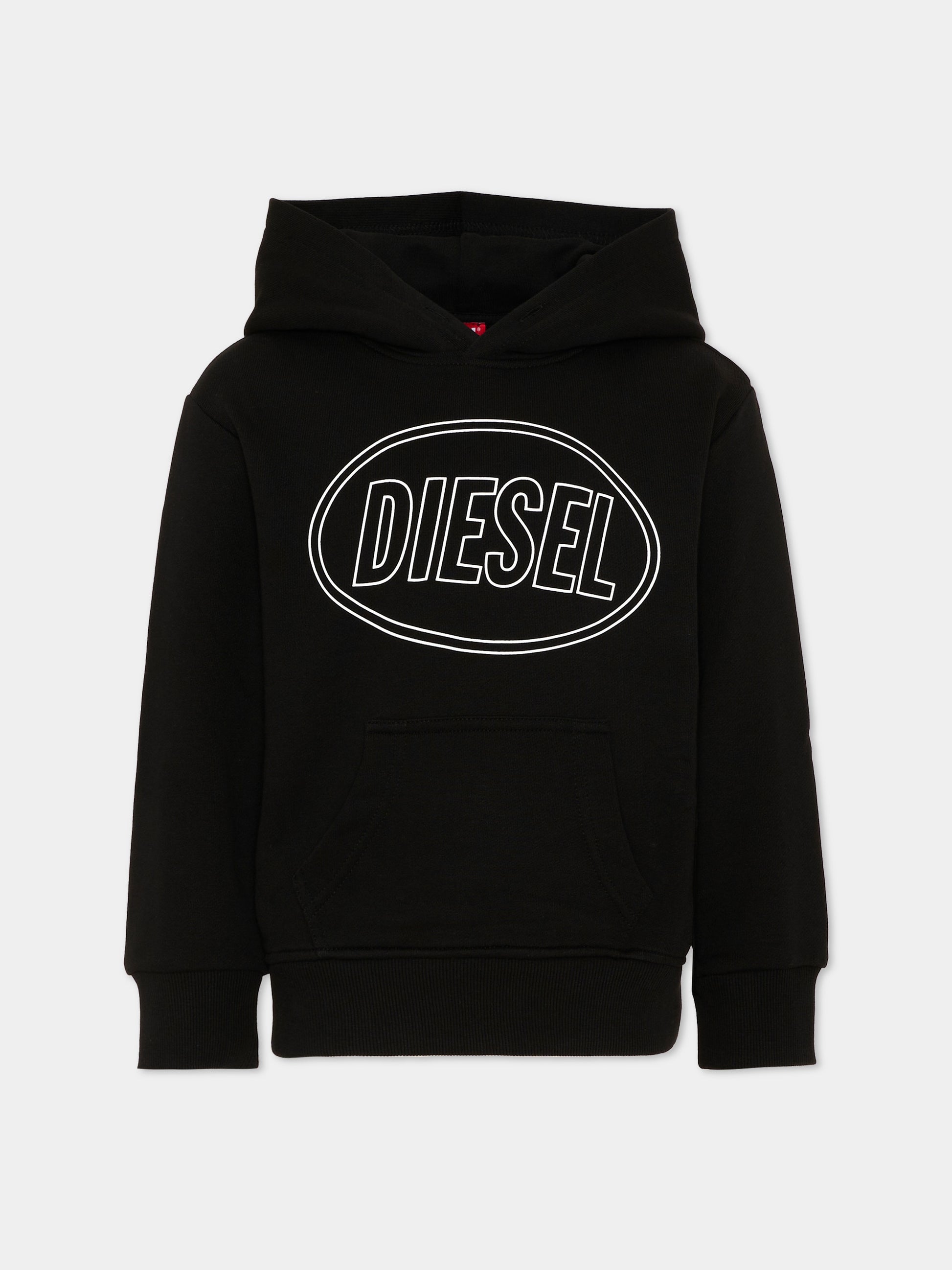 Felpa nera per bambini con logo,Diesel,J02612 0GEAD K900