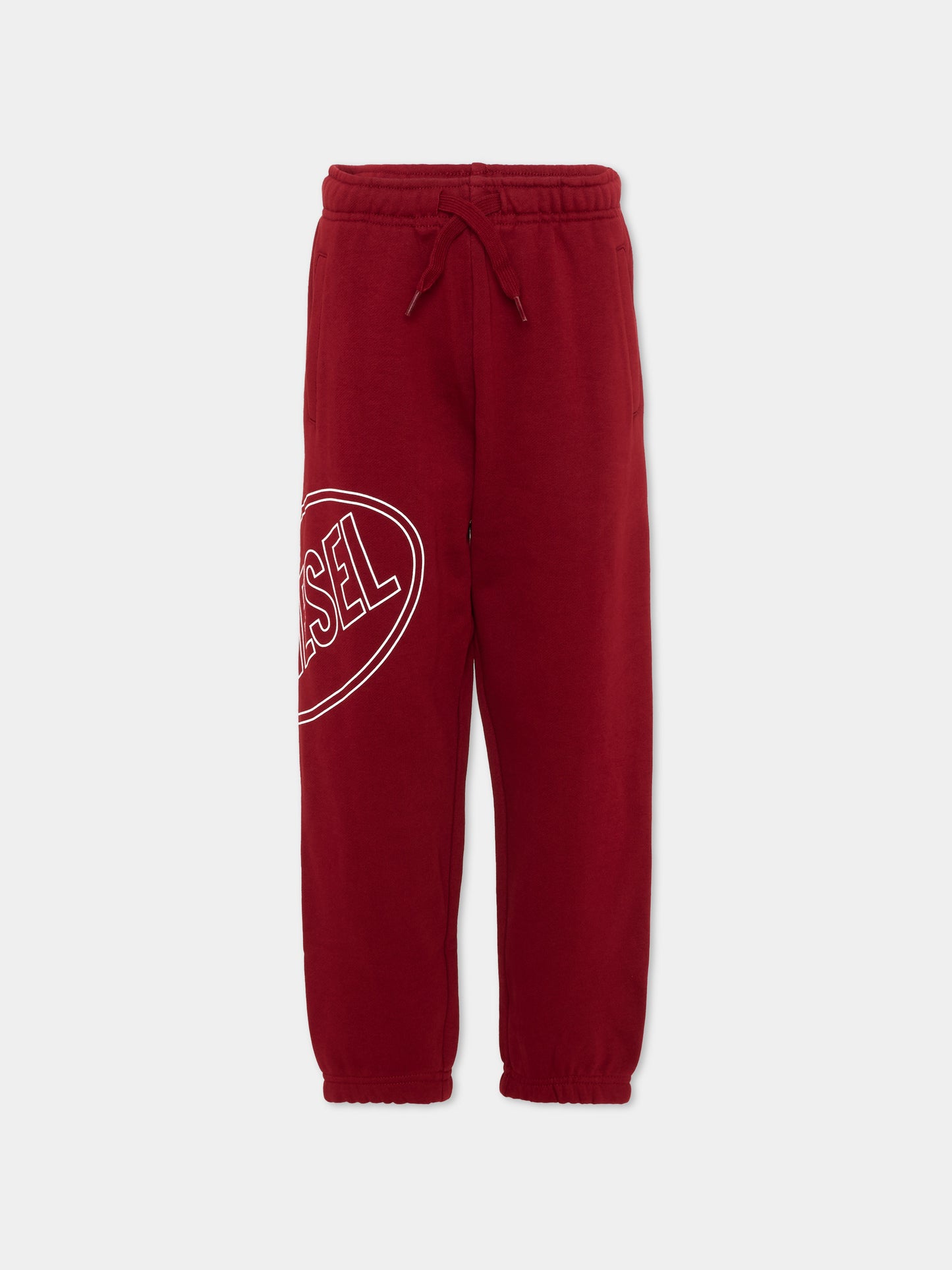 Pantaloni sportivi bordeaux per bambino con logo,Diesel,J02661 0GEAD K440
