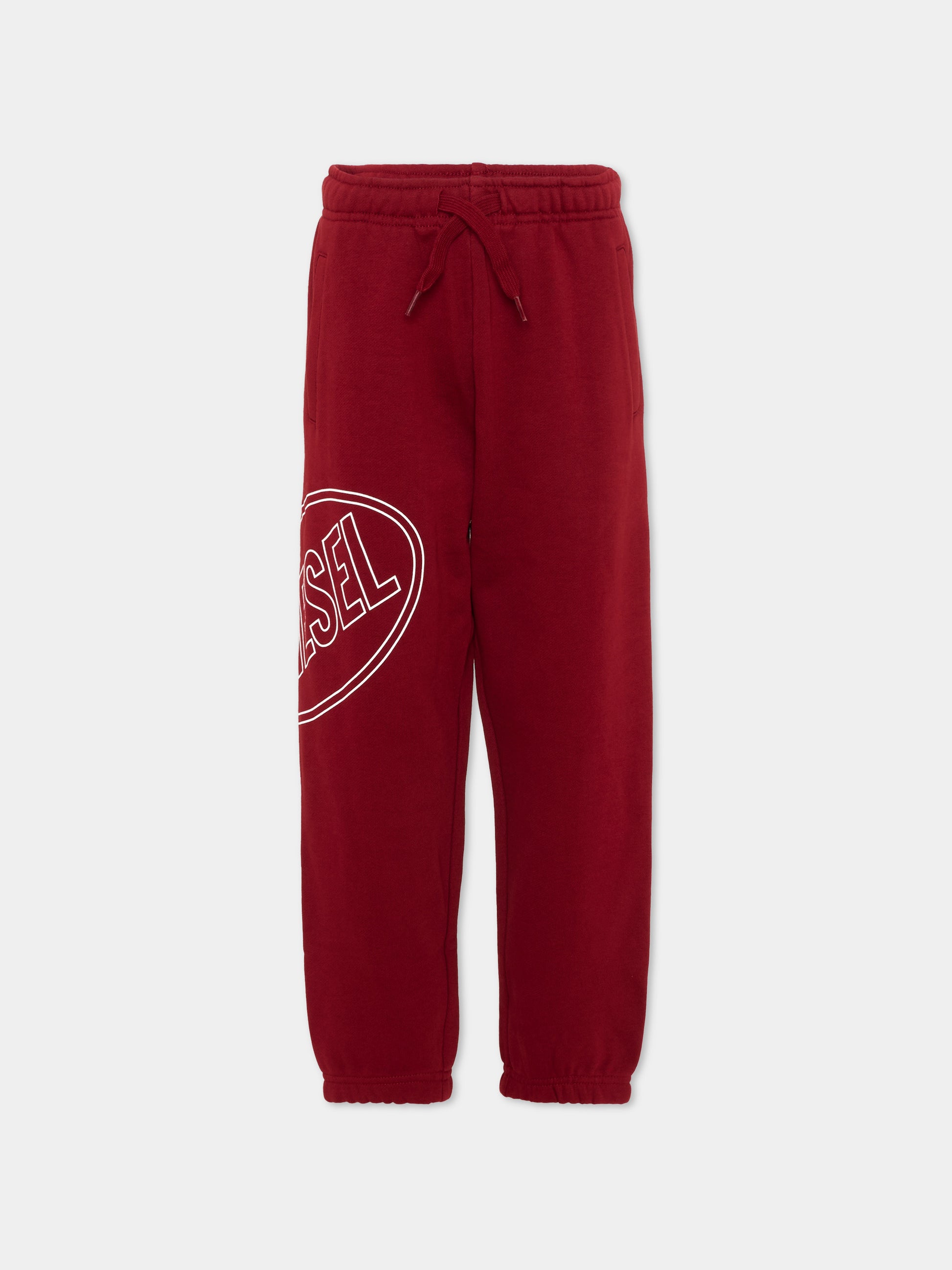 Pantaloni sportivi bordeaux per bambino con logo,Diesel,J02661 0GEAD K440