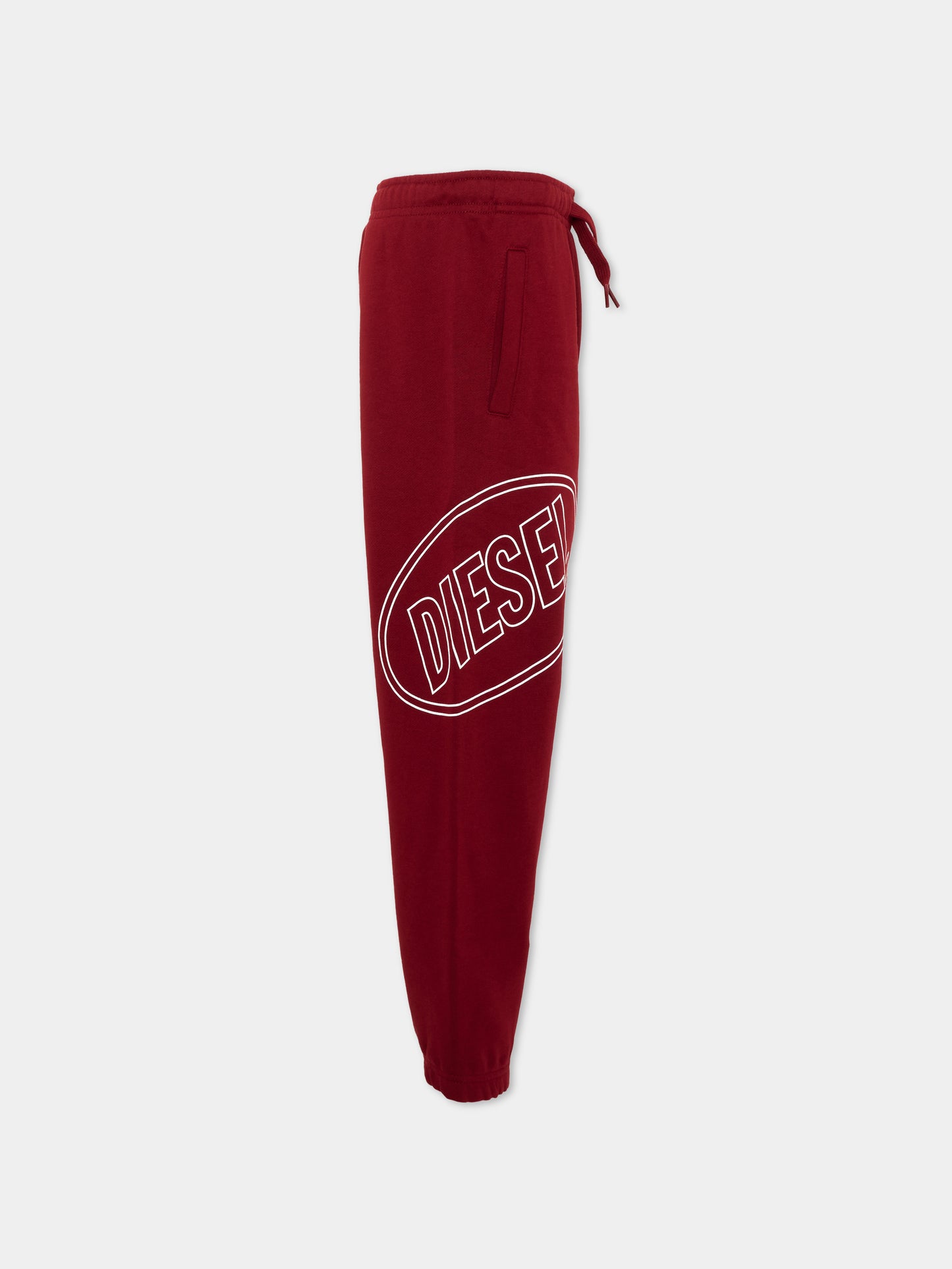 Pantaloni sportivi bordeaux per bambino con logo,Diesel,J02661 0GEAD K440