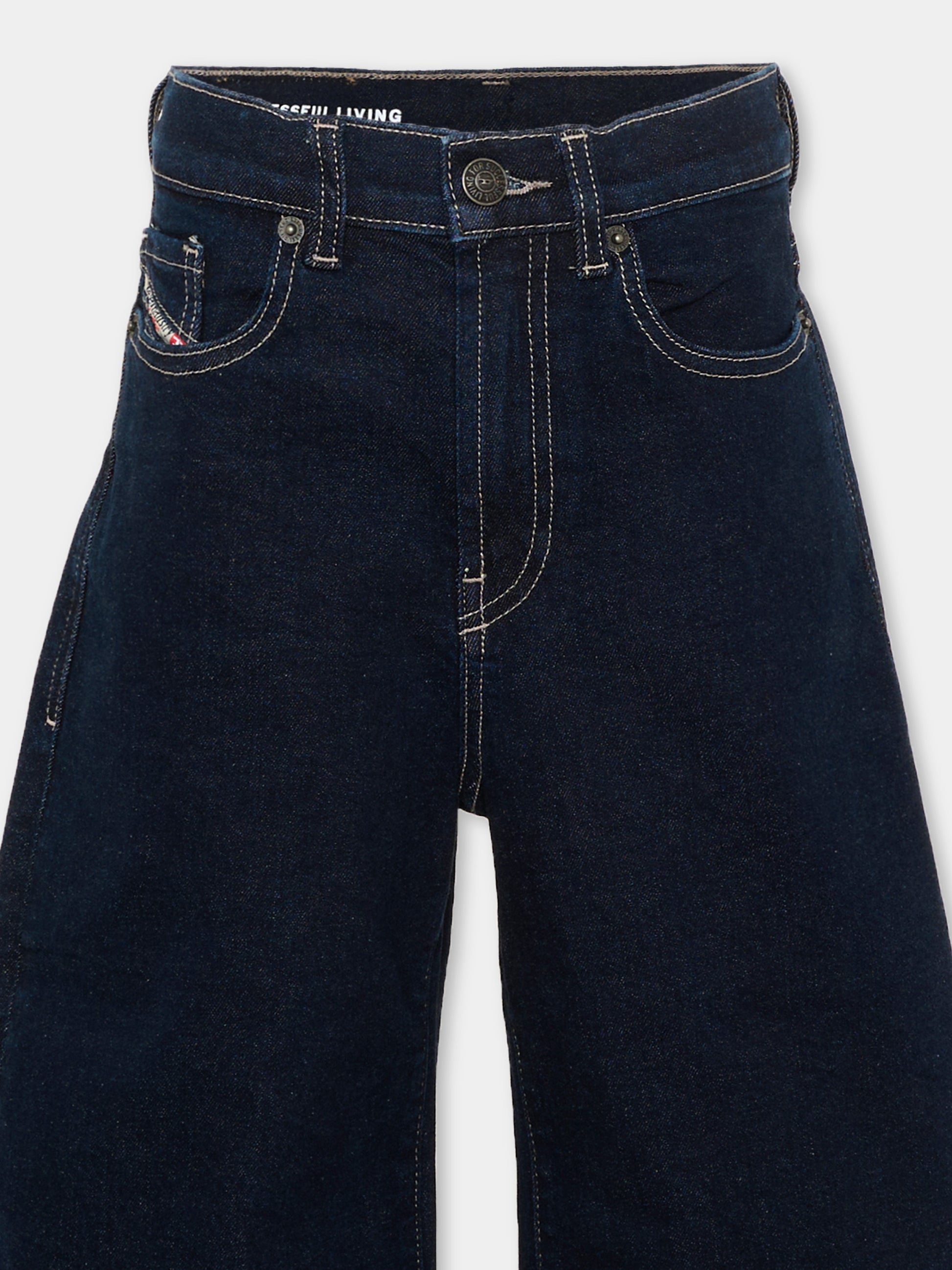 Jeans denim per bambina con logo patch,Diesel,J02885 KXBUS K01
