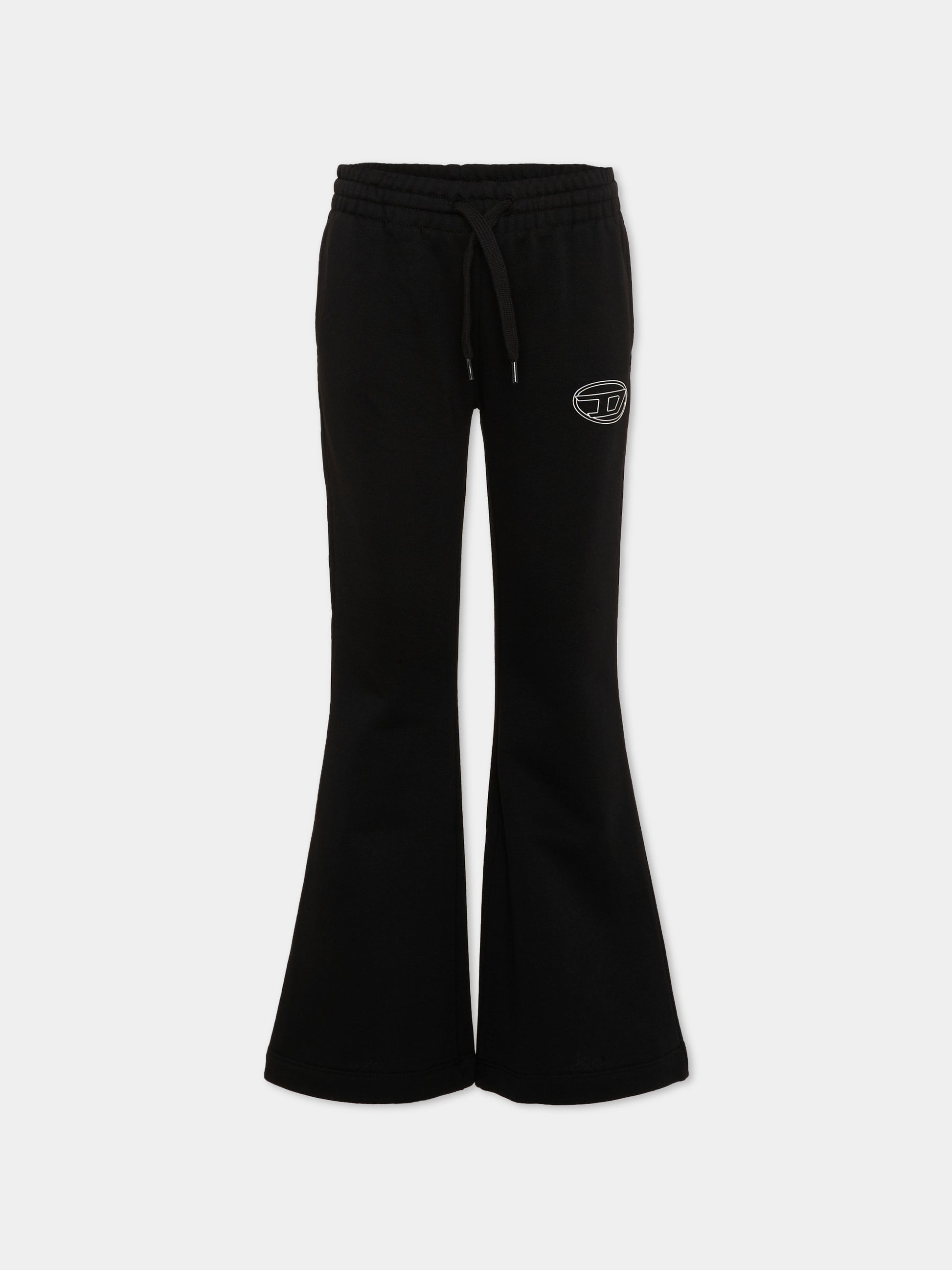 Pantaloni sportivi neri per bambina con logo,Diesel,J02917 KYAZ3 K900