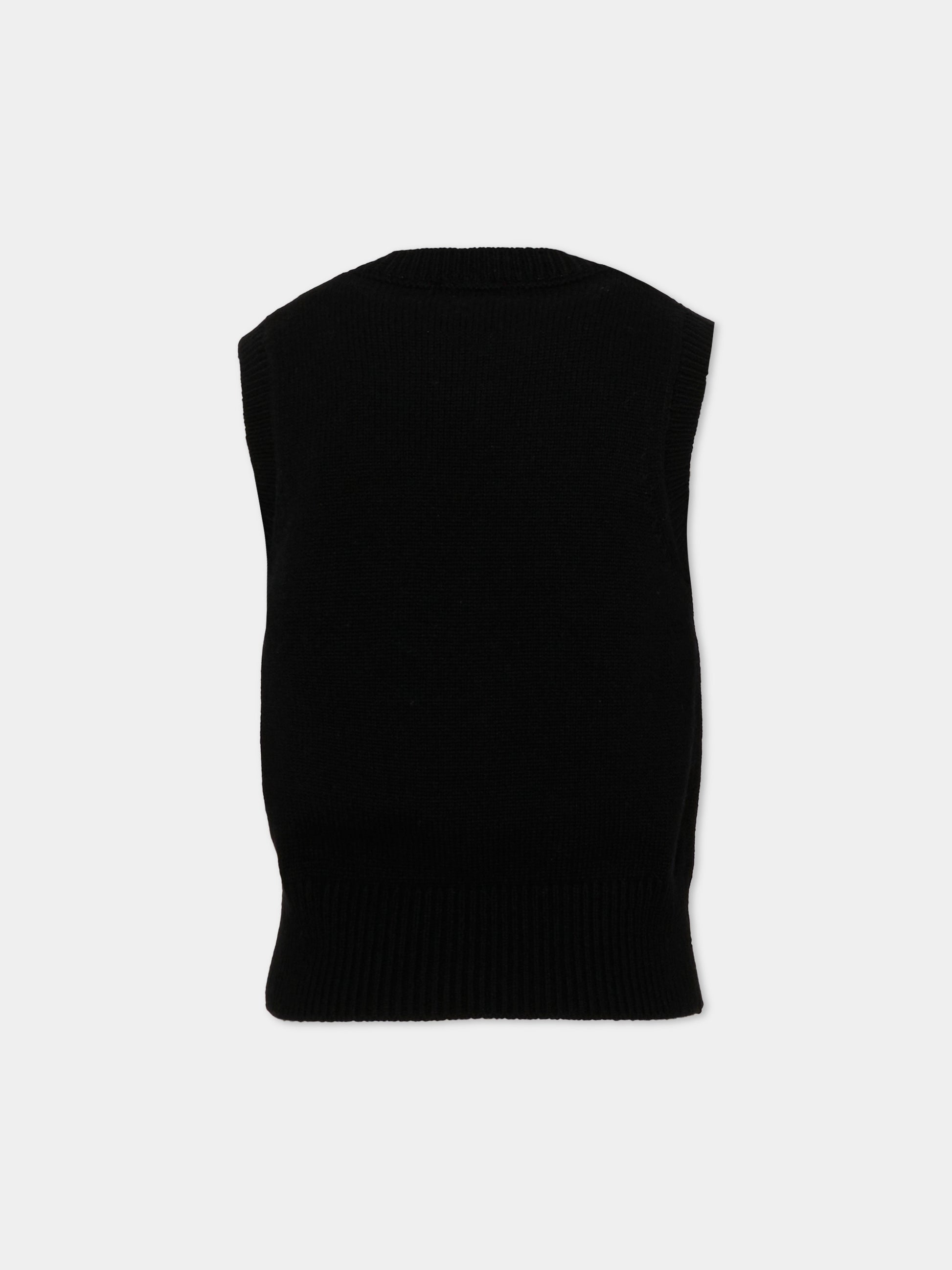 Gilet nero per bambina con logo,Diesel,J02930 KYAYX K900