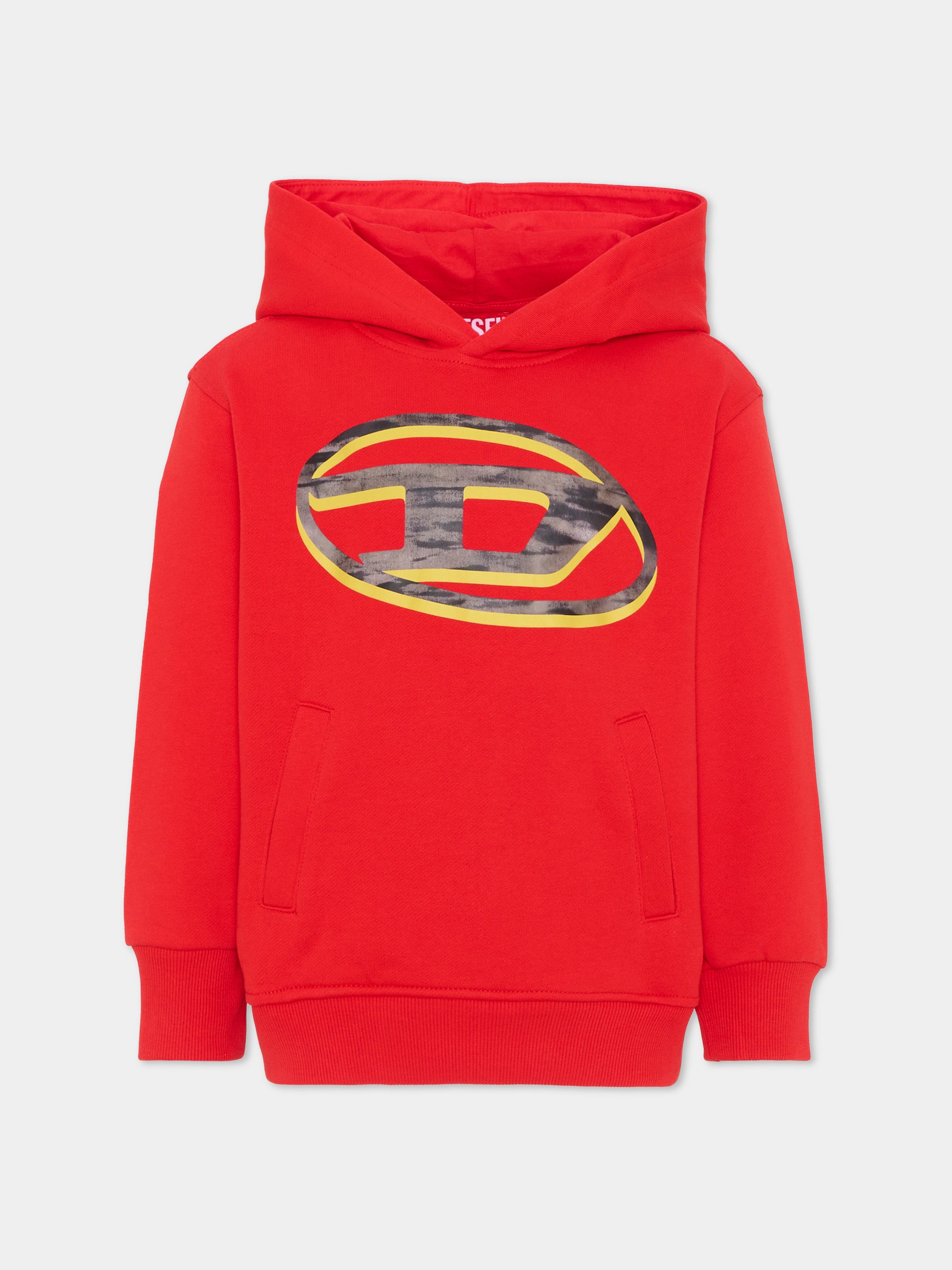 Felpa rossa per bambino con logo,Diesel,J02965 0GEAD K405