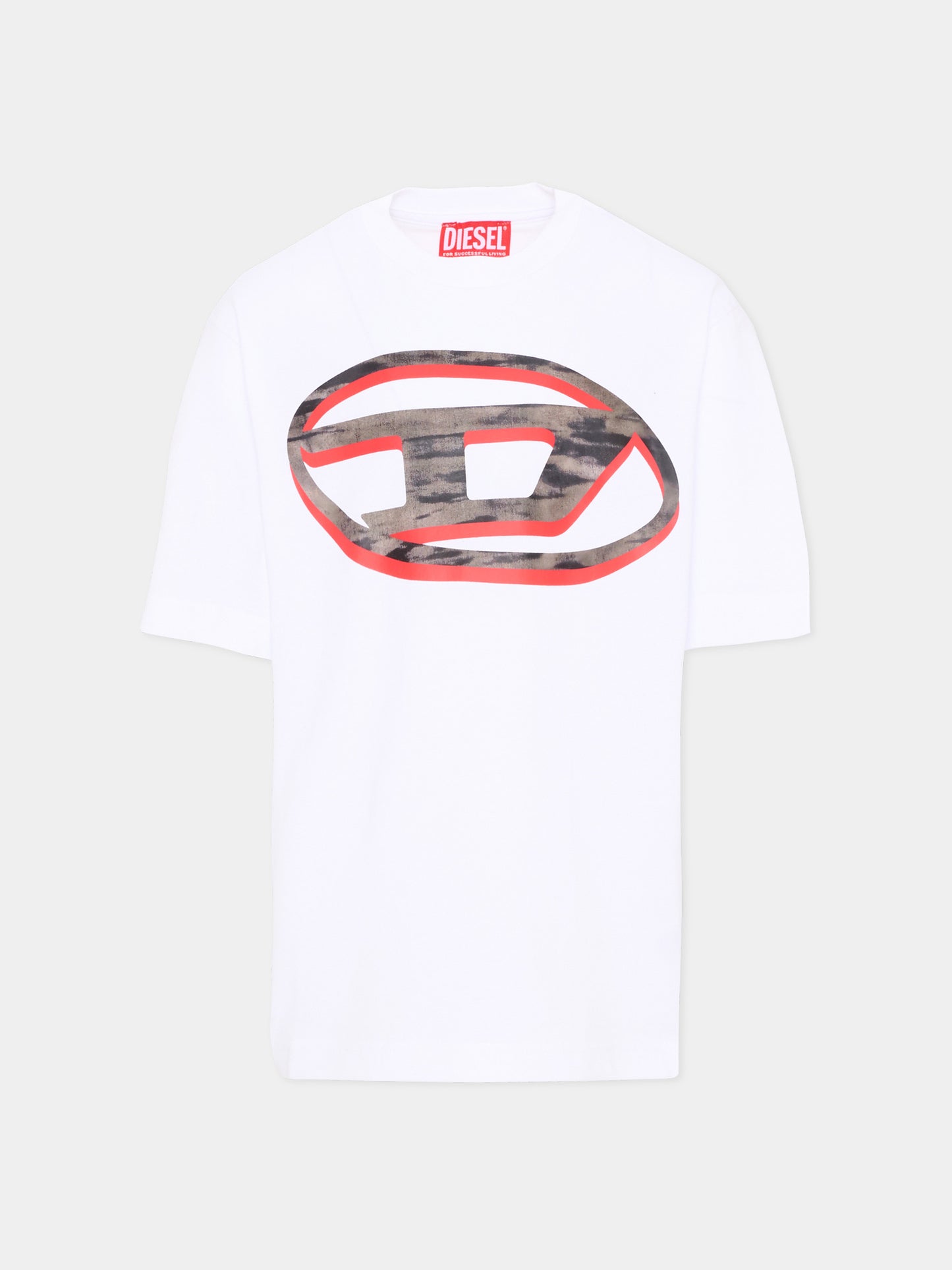 T-Shirt bianca per bambino con logo,Diesel,J02969 KYA1Y K100