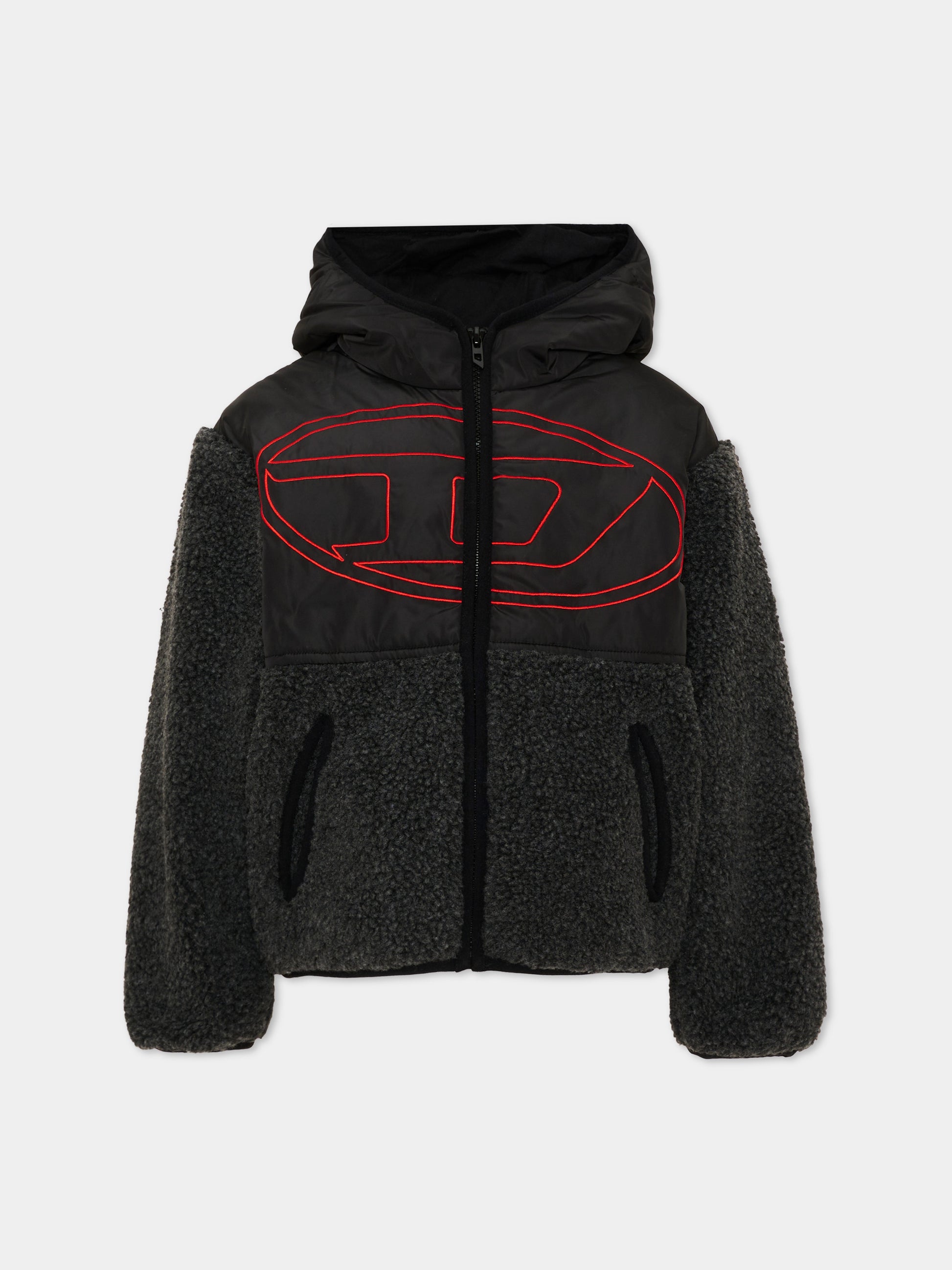 Giubbotto nero per bambino con logo,Diesel,J02979 0QFAH K910A