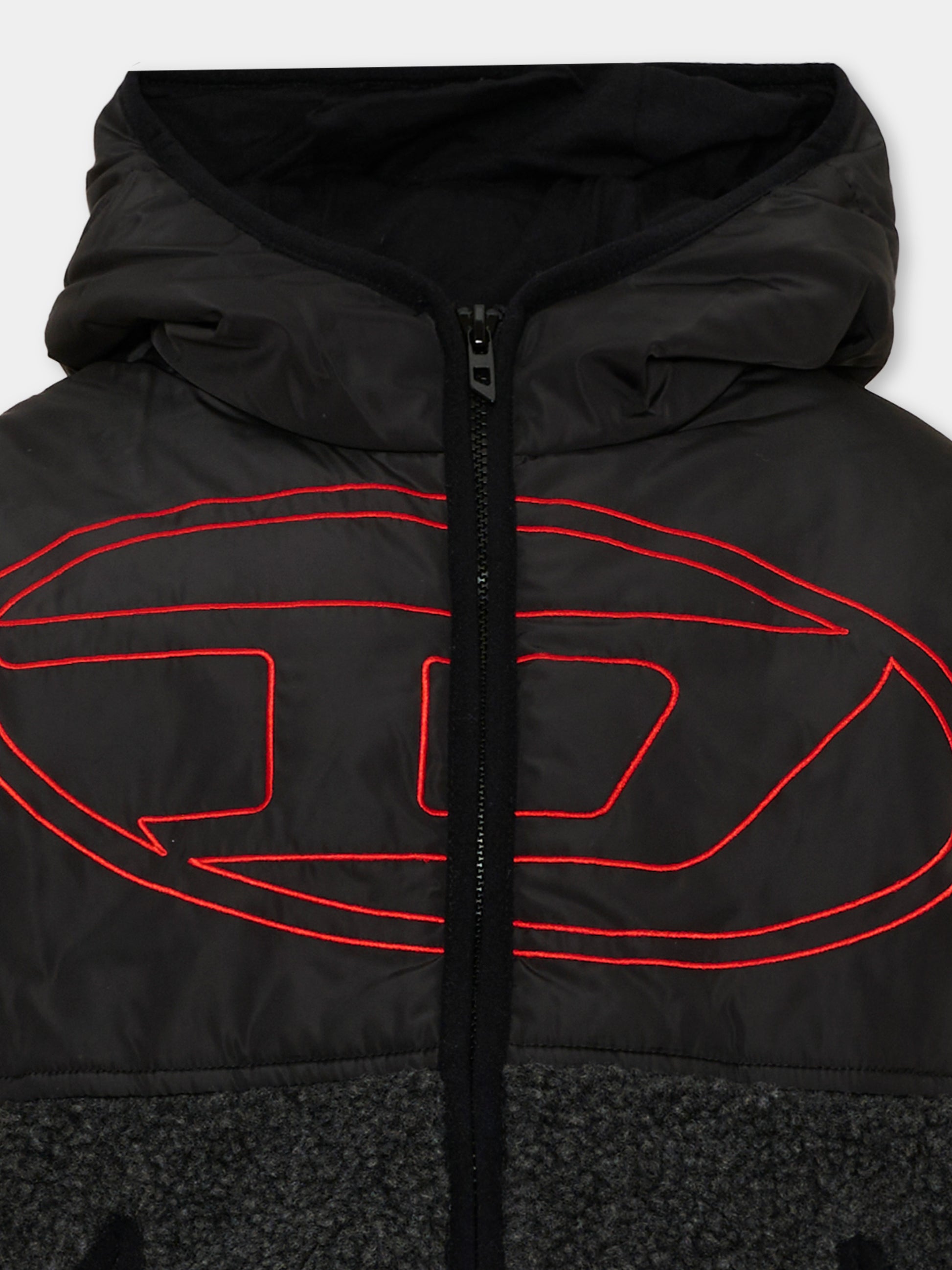 Giubbotto nero per bambino con logo,Diesel,J02979 0QFAH K910A