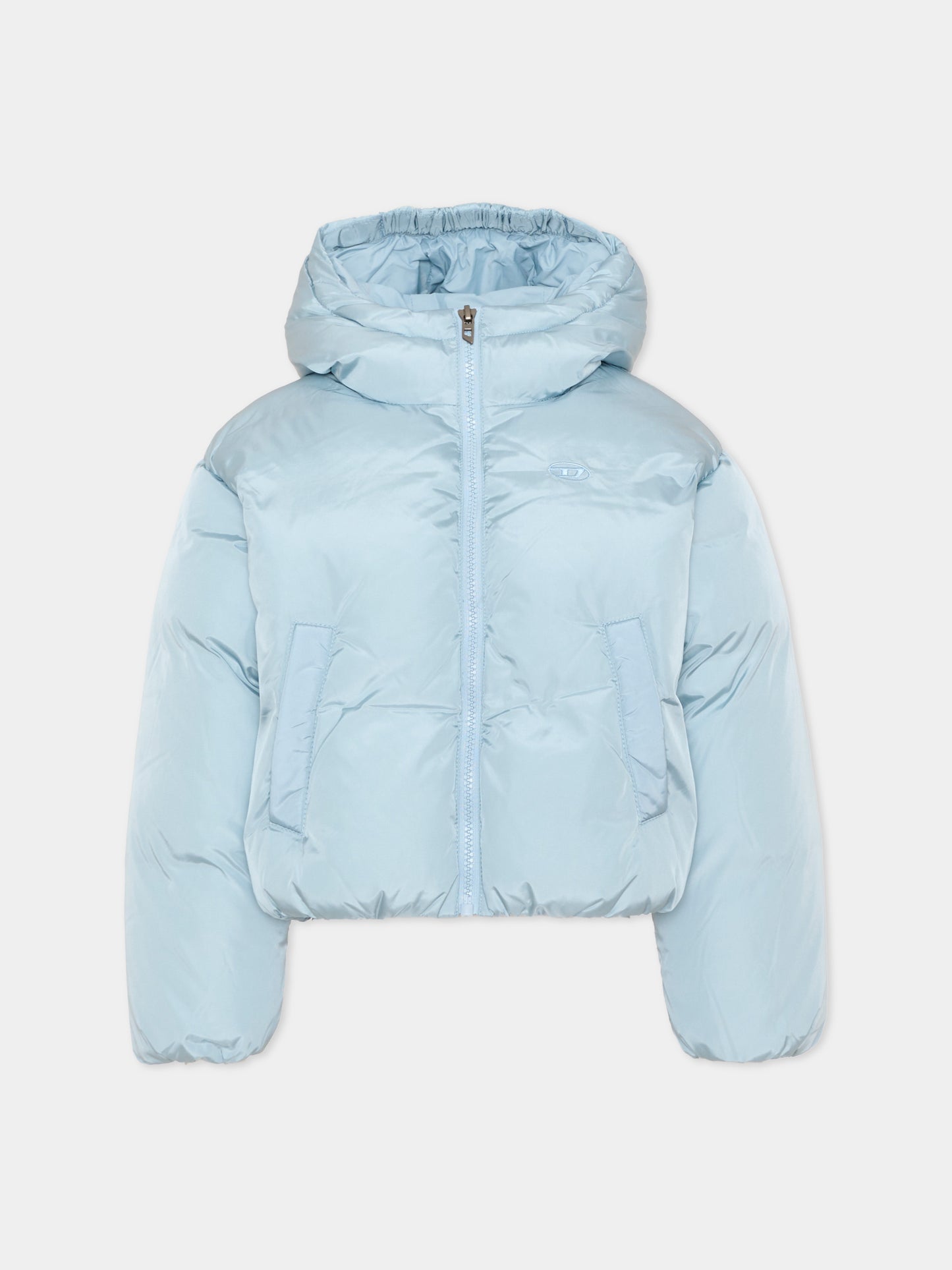 Piumino azzurro per bambina con cappuccio,Diesel,J03016 KXBVC K80U
