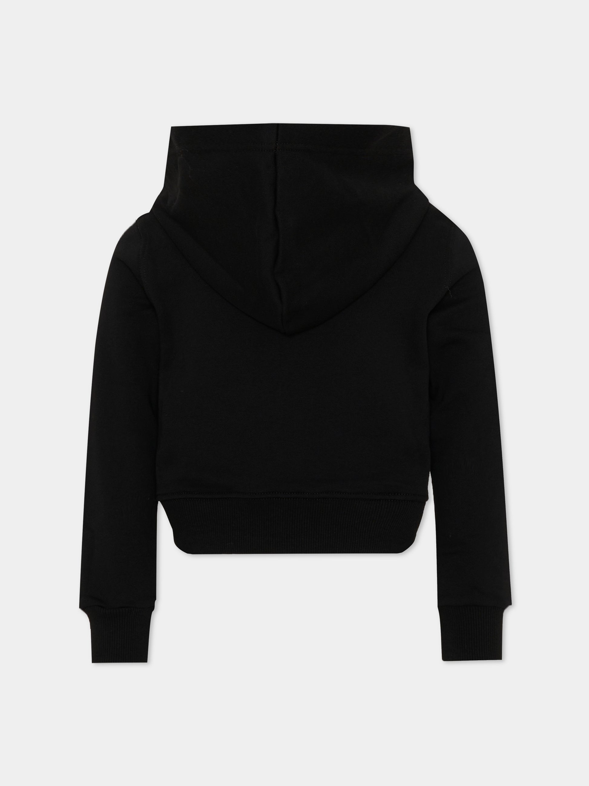 Felpa con cappuccio nera con logo per bambina,Diesel,J03021 KYA2L K900