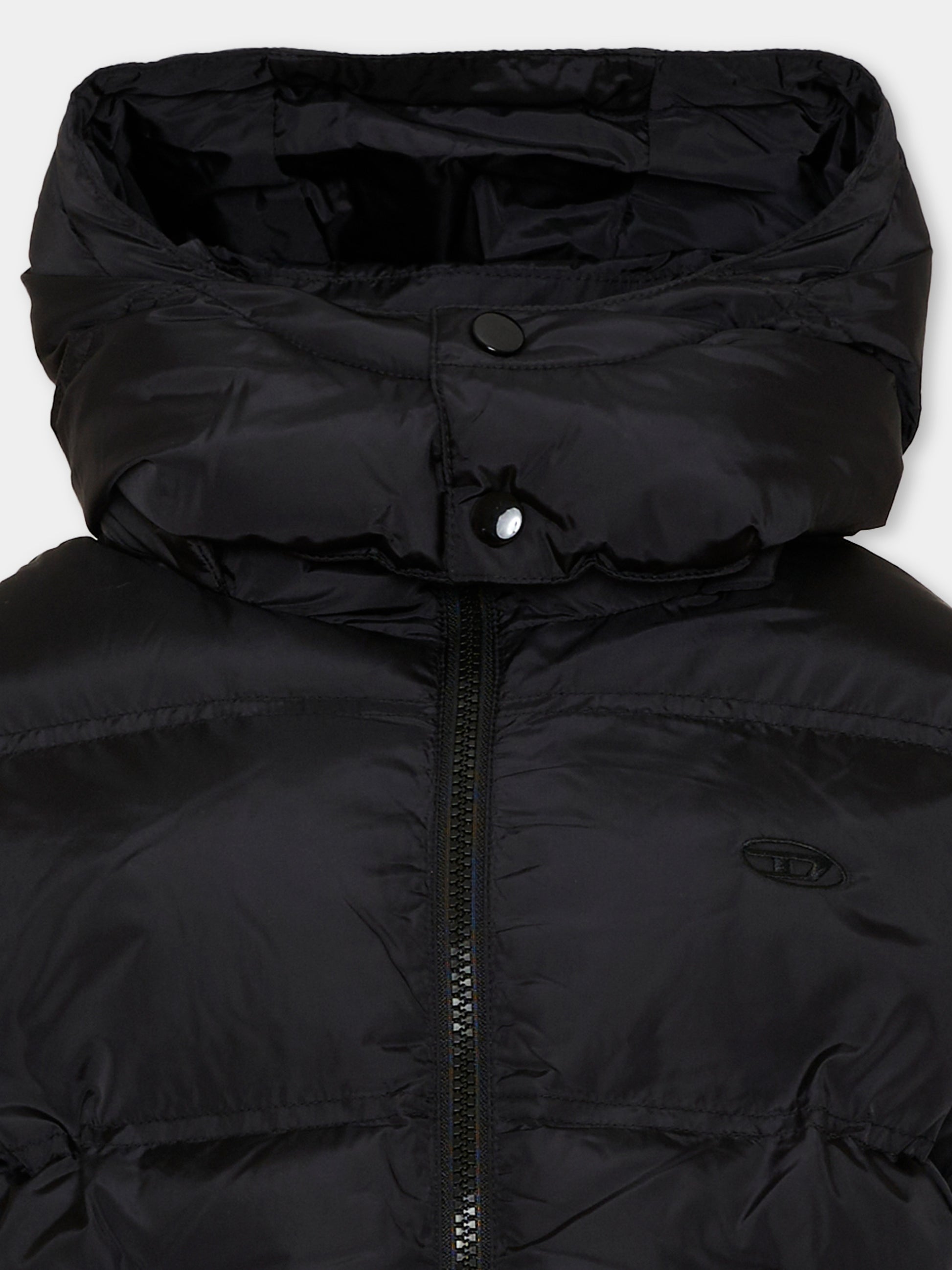 Piumino nero per bambini con cappuccio,Diesel,J03025 KXBVC K900