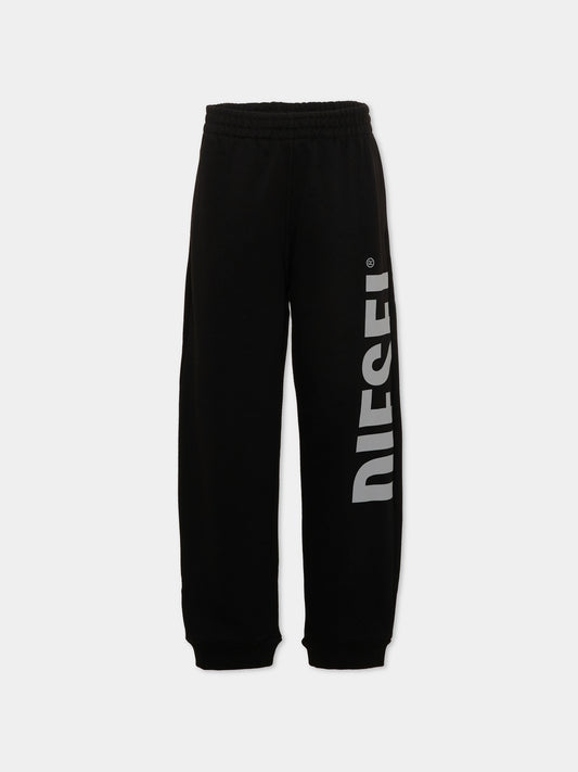 Pantalone sportivo nero per bambino con logo,Diesel,J03031 KYAZ3 K900