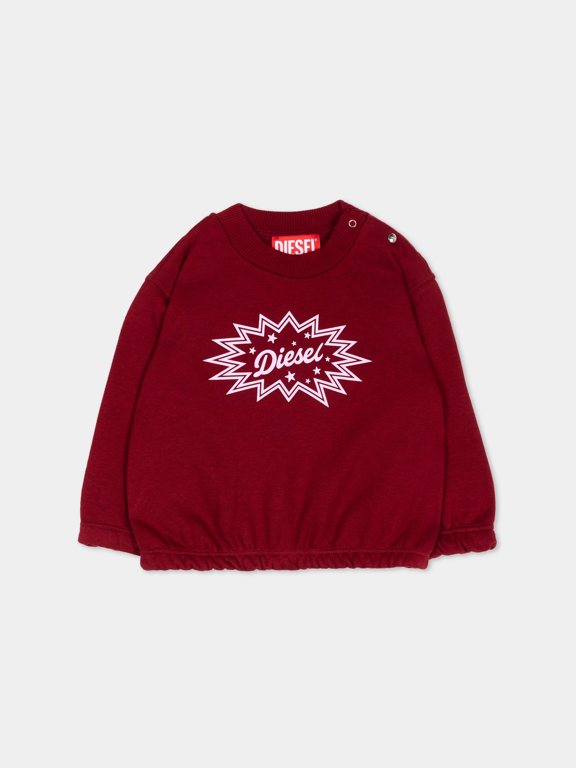 Felpa bordeaux per neonata con logo,Diesel,K00825 KYAVF K440