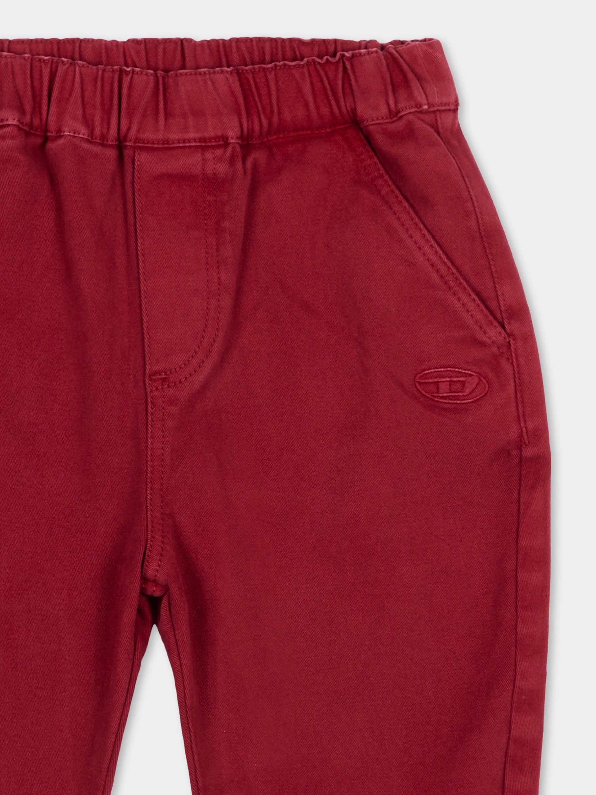 Jeans bordeaux per neonata con logo,Diesel,K00830 KXBUN K440