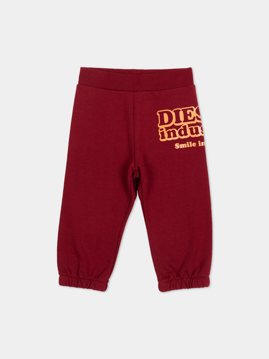 Pantaloni sportivi bordeaux per neonati con logo,Diesel,K00843 KYAVF K440