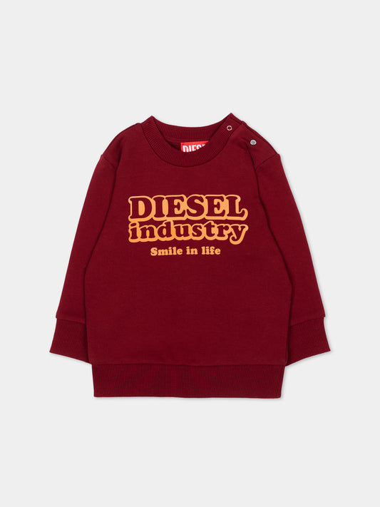 Felpa bordeaux per neonati con logo,Diesel,K00852 KYAVF K440