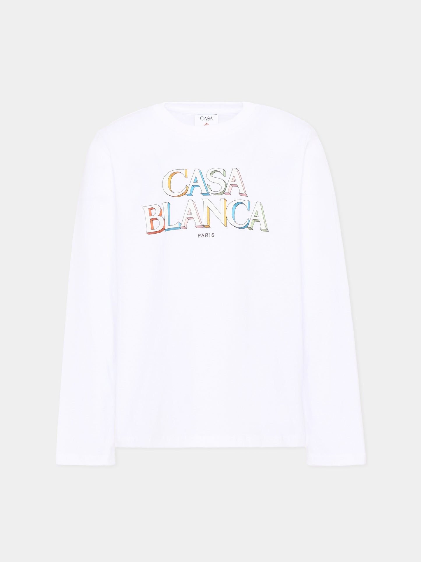T-Shirt a manica lunga bianca per bambini con logo,Casablanca,K PF26 JTS 098 01