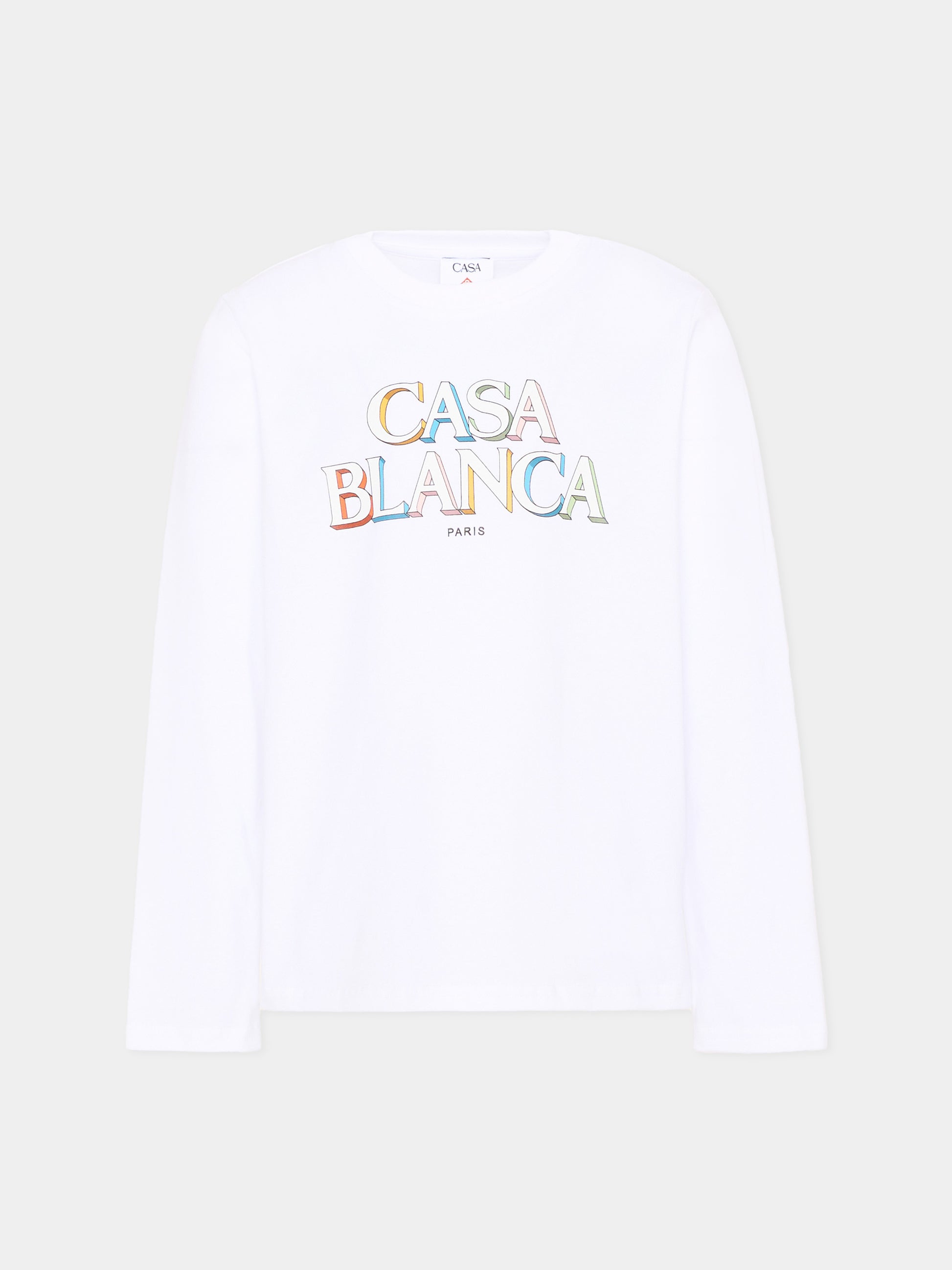 T-Shirt a manica lunga bianca per bambini con logo,Casablanca,K PF26 JTS 098 01