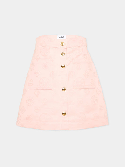 Gonna rosa per bambina con logo,Casablanca,K PF26 SK 240 01