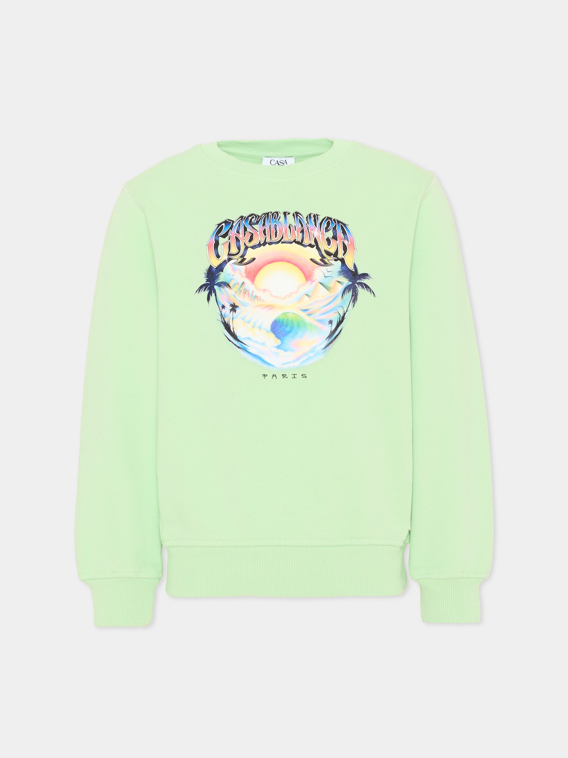 Felpa verde per bambini con onde del mare,Casablanca,K PF26 JTP 371 01