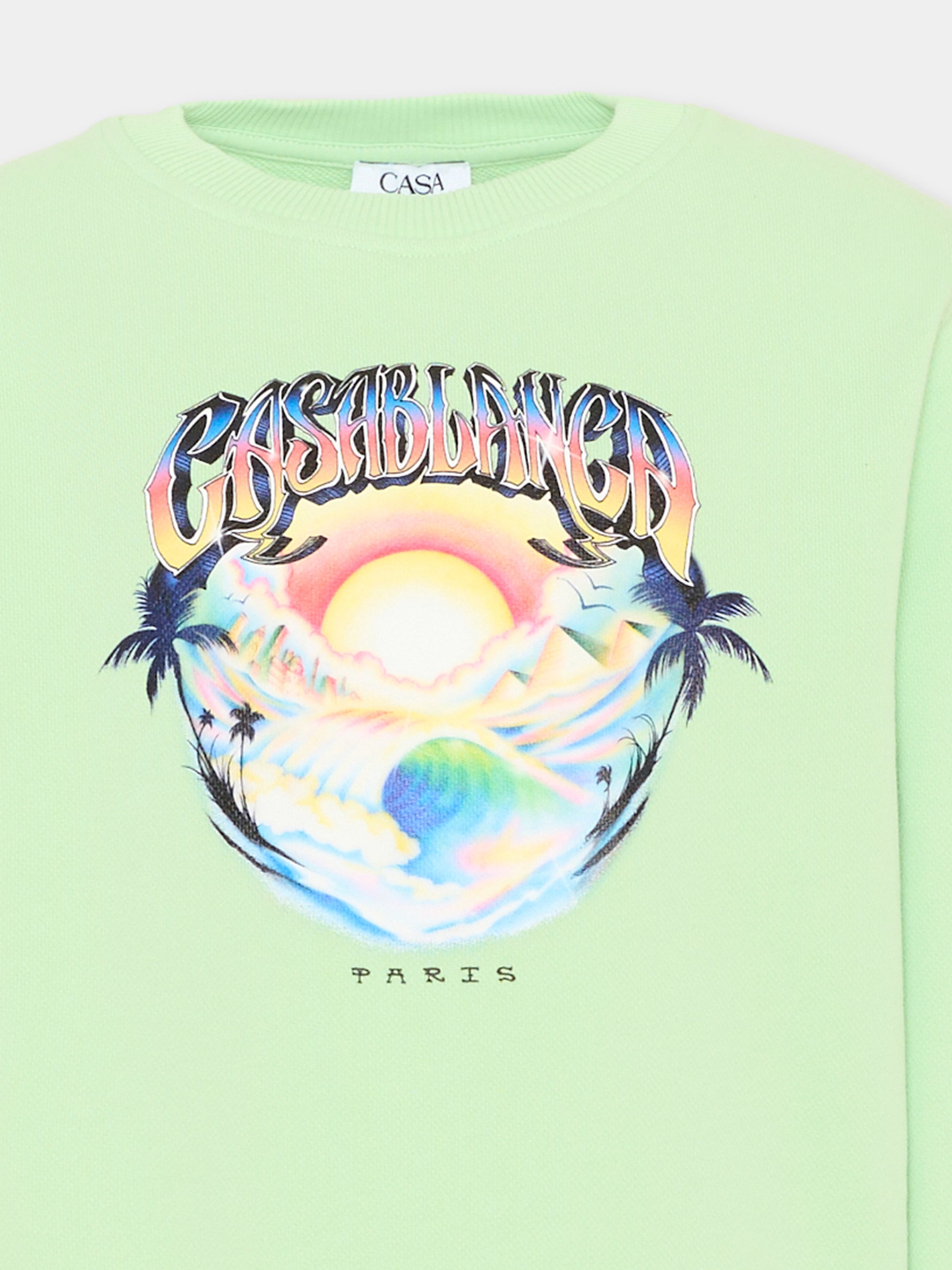 Felpa verde per bambini con onde del mare,Casablanca,K PF26 JTP 371 01