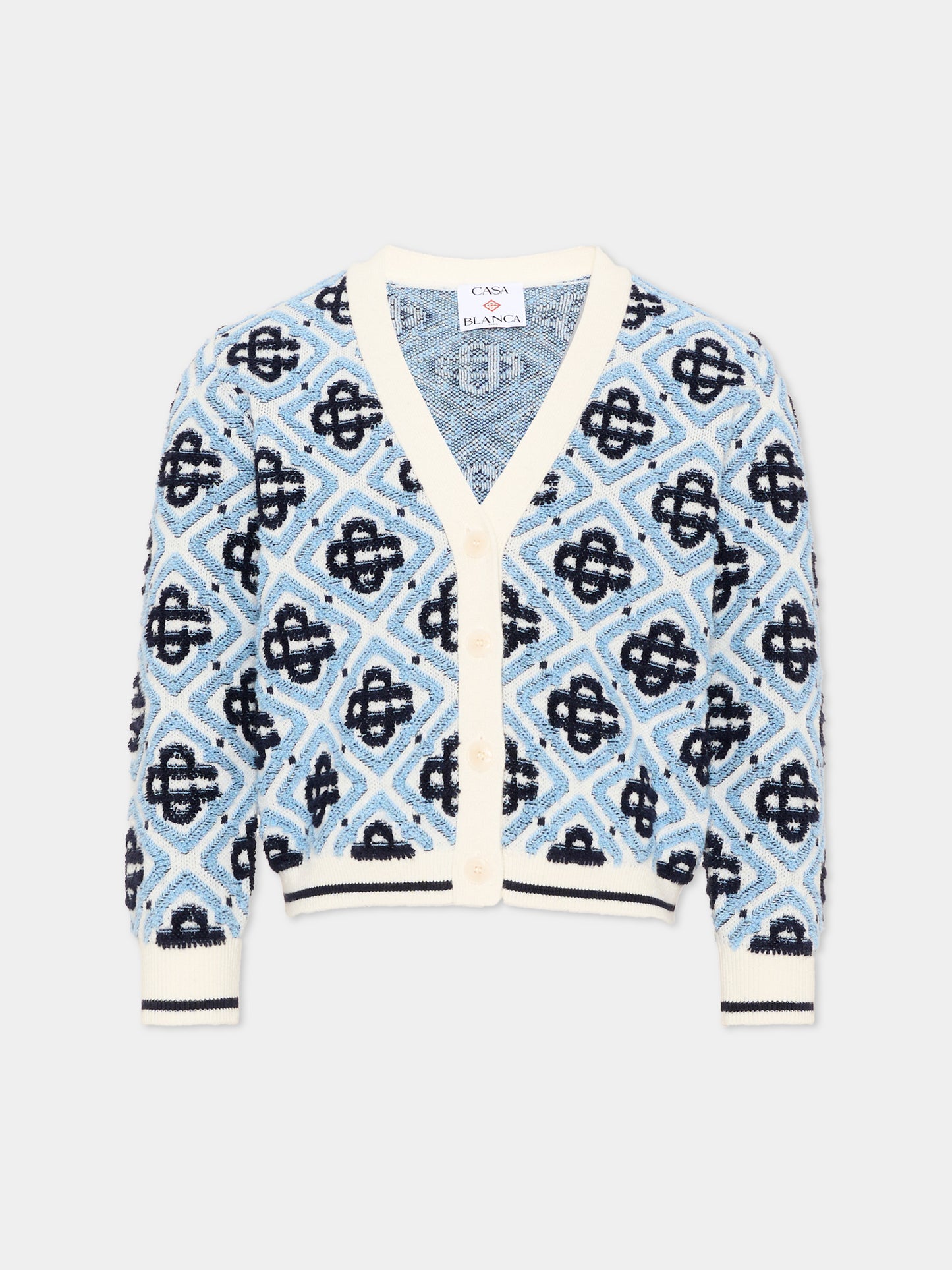 Cardigan bianco per bambina jacquard,Casablanca,K PF26 KW 1512 01