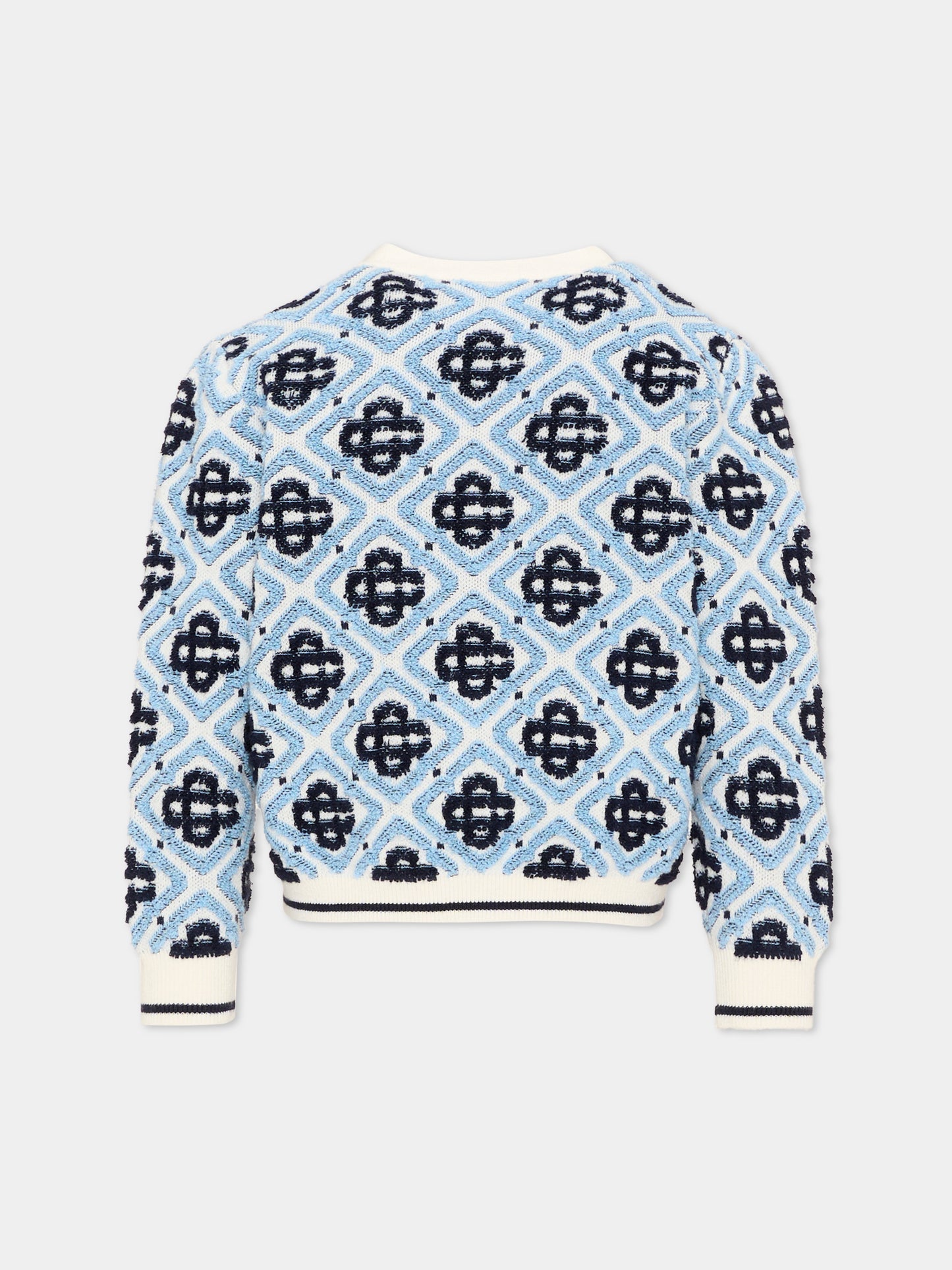 Cardigan bianco per bambina jacquard,Casablanca,K PF26 KW 1512 01