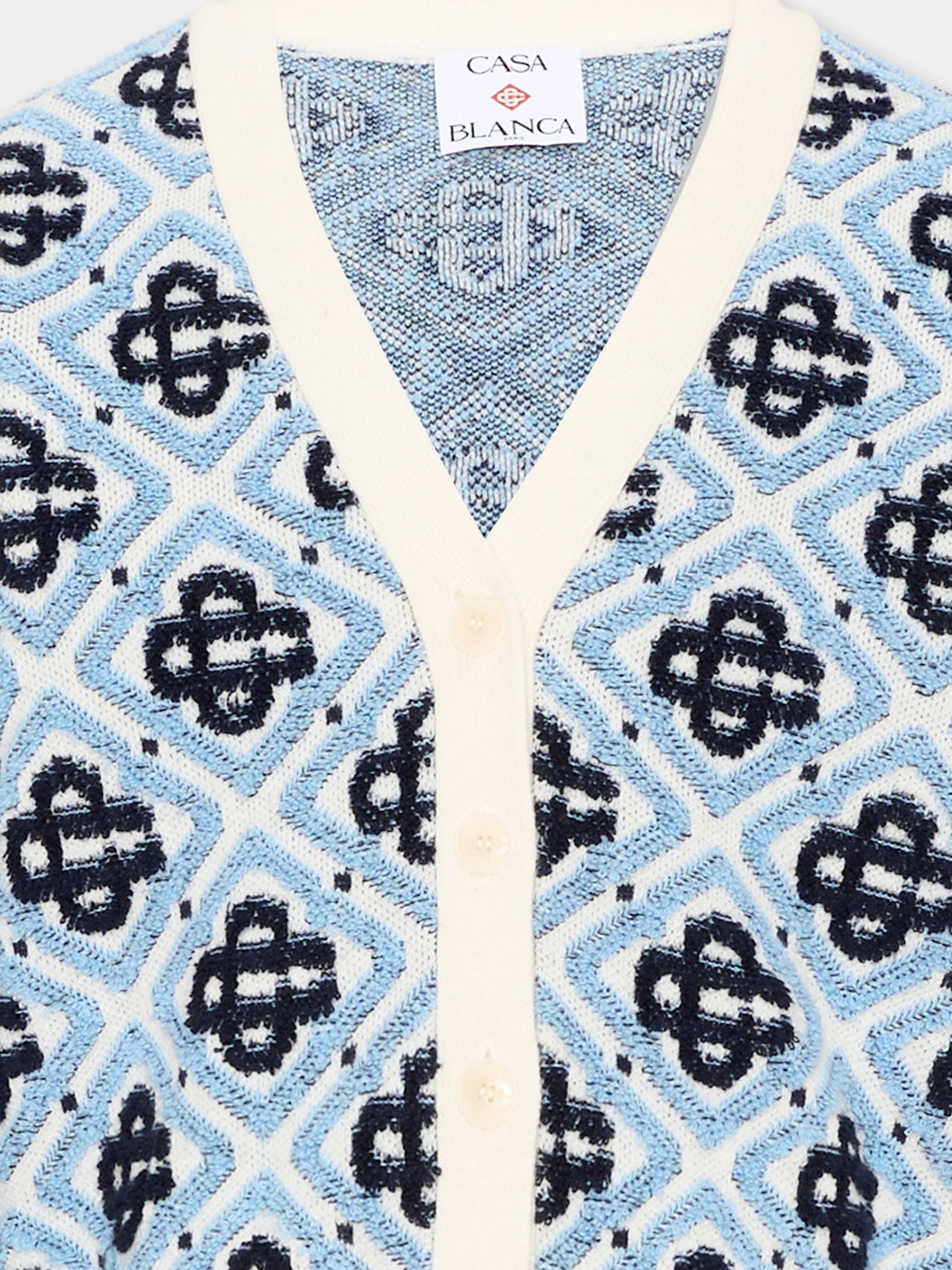 Cardigan bianco per bambina jacquard,Casablanca,K PF26 KW 1512 01