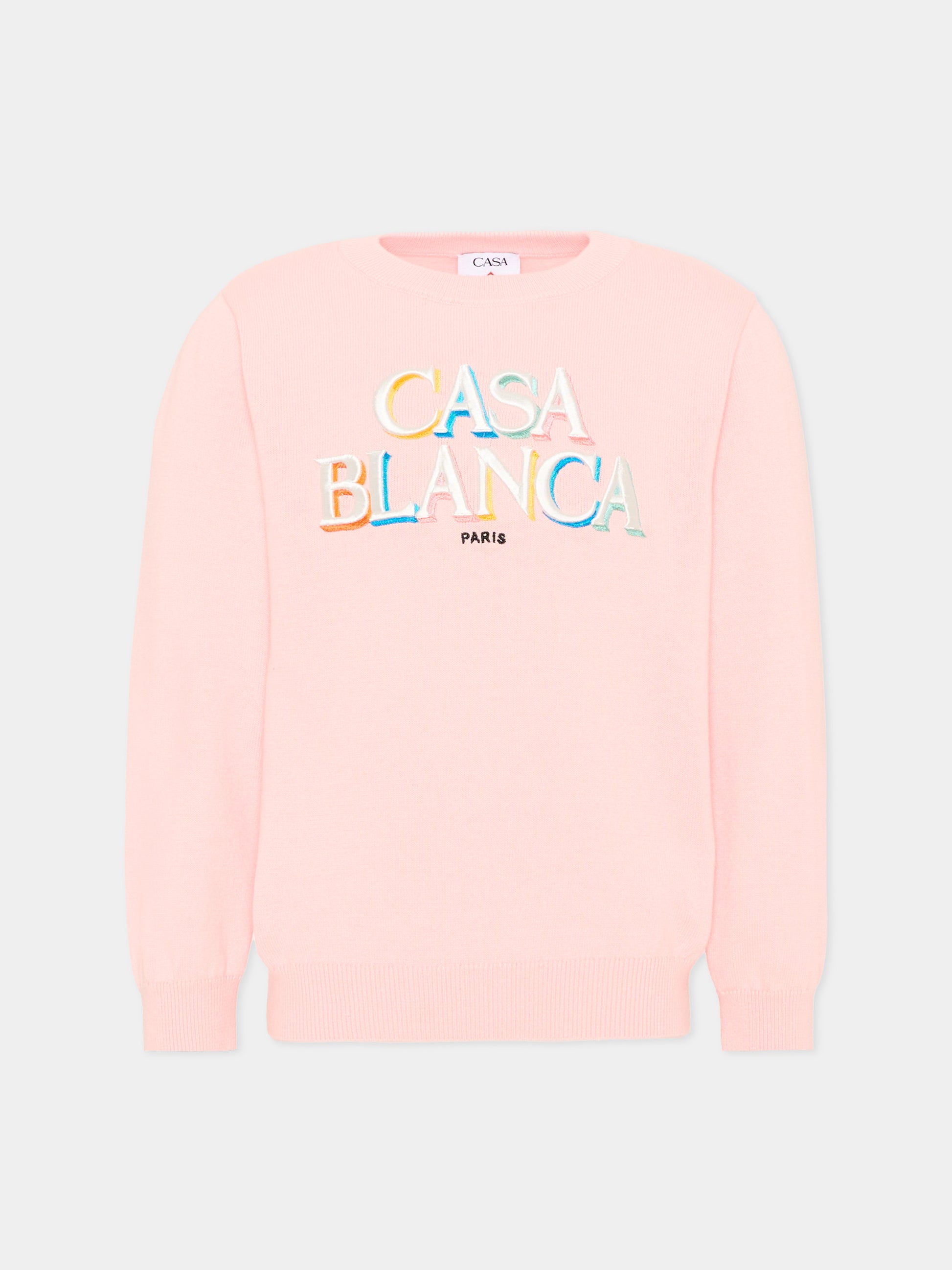 Maglione rosa per bambina con logo,Casablanca,K PF26 KW 1515 01