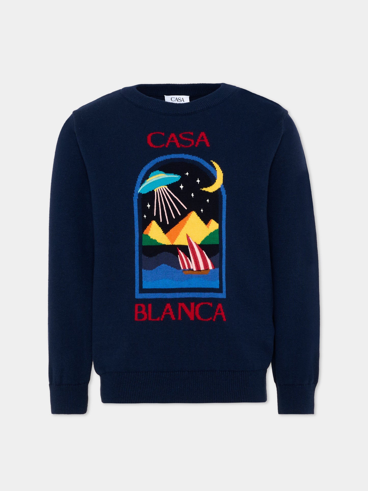 Maglione blu per bambino con ricamo,Casablanca,K PF26 KW 1517 01