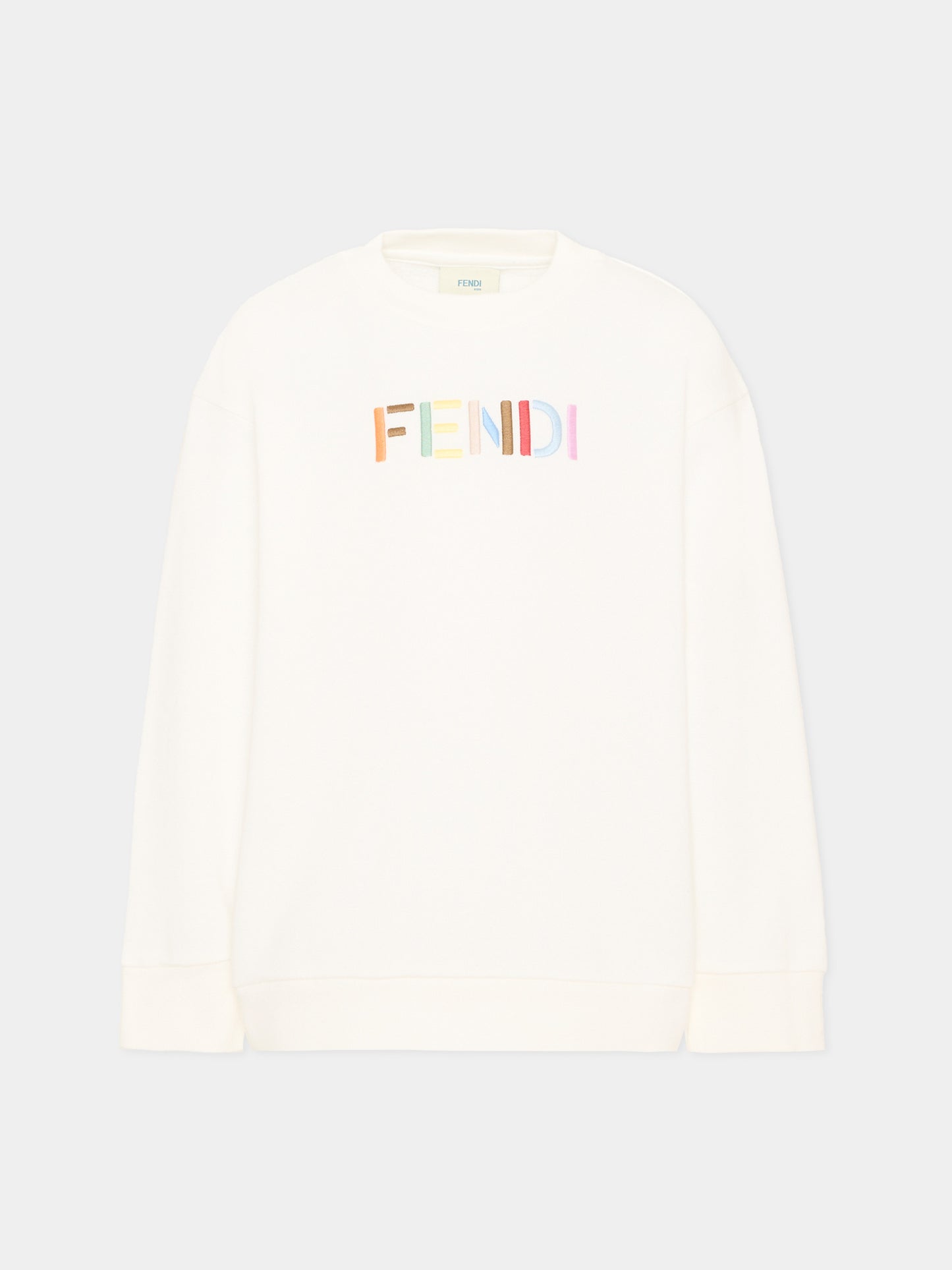 Felpa bianca per bambini con logo,Fendi Kids,JUH114 5V0 F0TU9