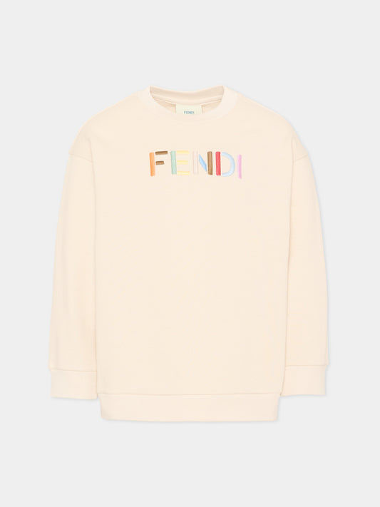 Felpa beige per bambini,Fendi Kids,JUH114 5V0 F0XW5