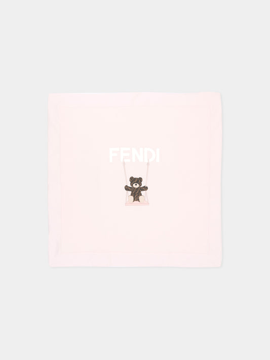 Coperta rosa Fendi Bear per neonata,Fendi Kids,BUJ339 ST8 F0C11