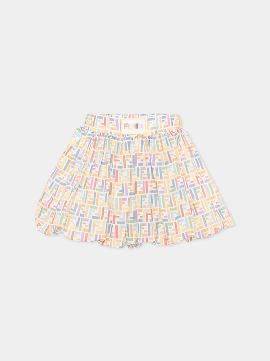 Shorts multicolor per bambina  con monogram FF,Fendi Kids,JFF413 AJJQ F0ZA0