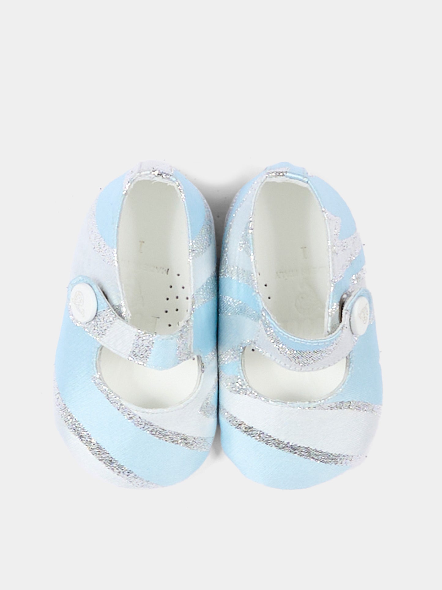 Ballerine celesti per neonata con fasce argento,Emilio Pucci Junior,PZ0066 S0273 600AG