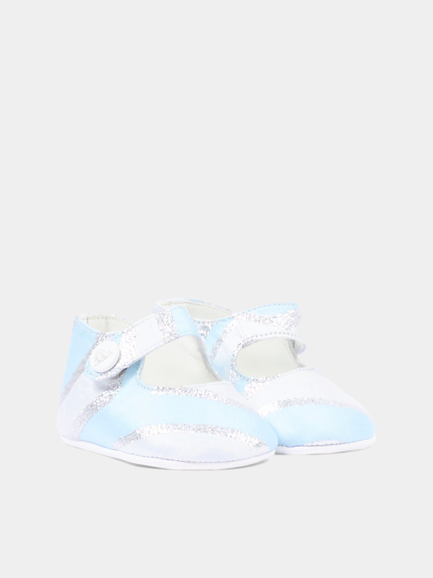 Ballerine celesti per neonata con fasce argento,Emilio Pucci Junior,PZ0066 S0273 600AG