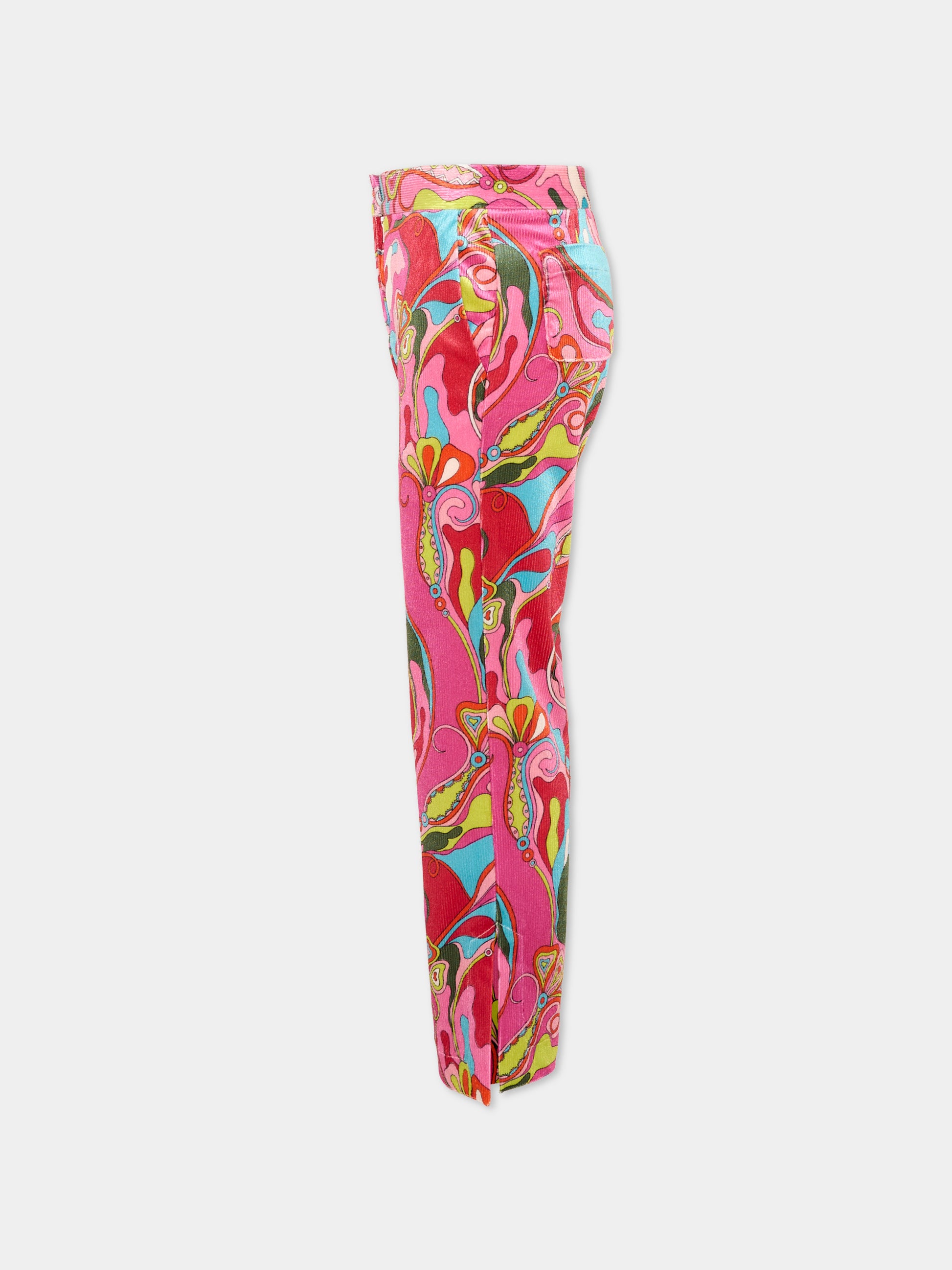 Pantaloni multicolor per bambina a vortici,Emilio Pucci Junior,PZ6B10 V0194 543MC