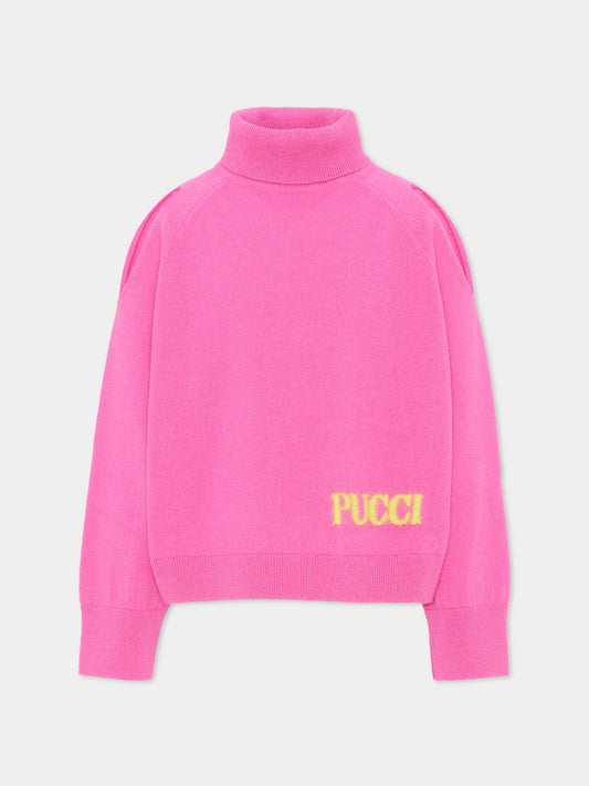 Dolcevita fucsia per bambina con logo,Emilio Pucci Junior,PZ9A00 Z2362 543