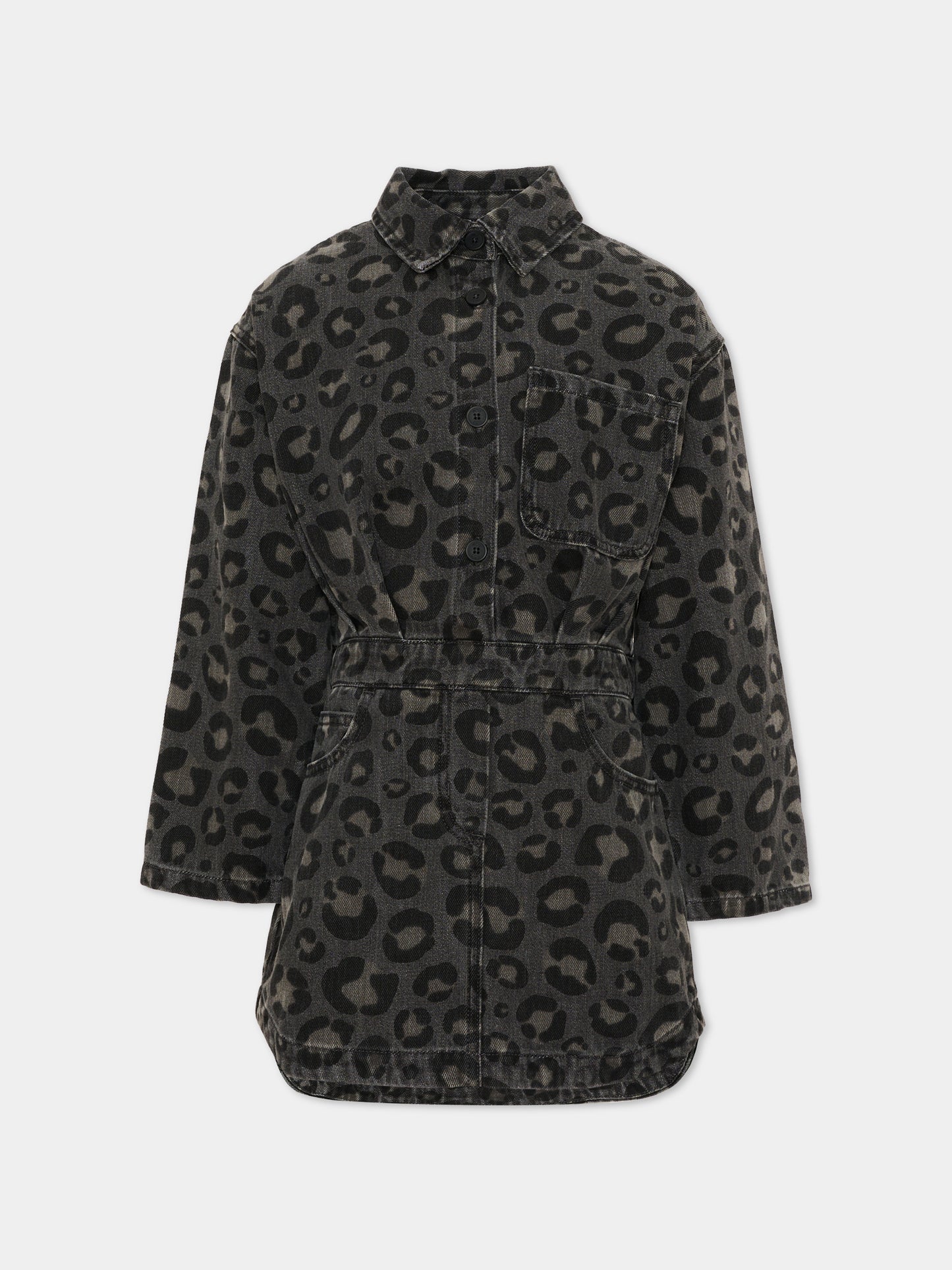Vestito grigio animalier per bambina,Douuod Kids,DZ1A30 Z4163 924BG