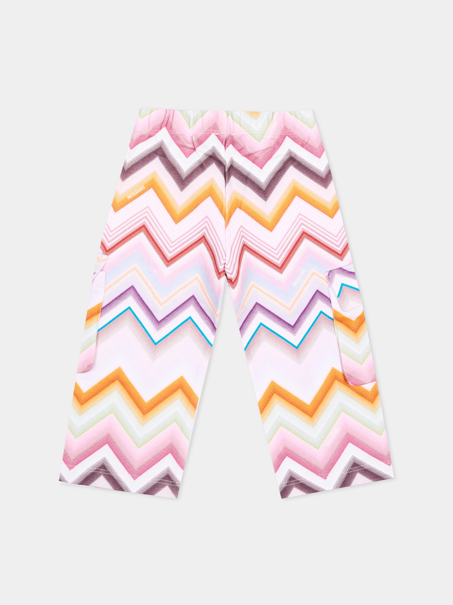 Pantaloni sportivi multicolor per neonata con chevron,Missoni,MZ6010 Z4078 999