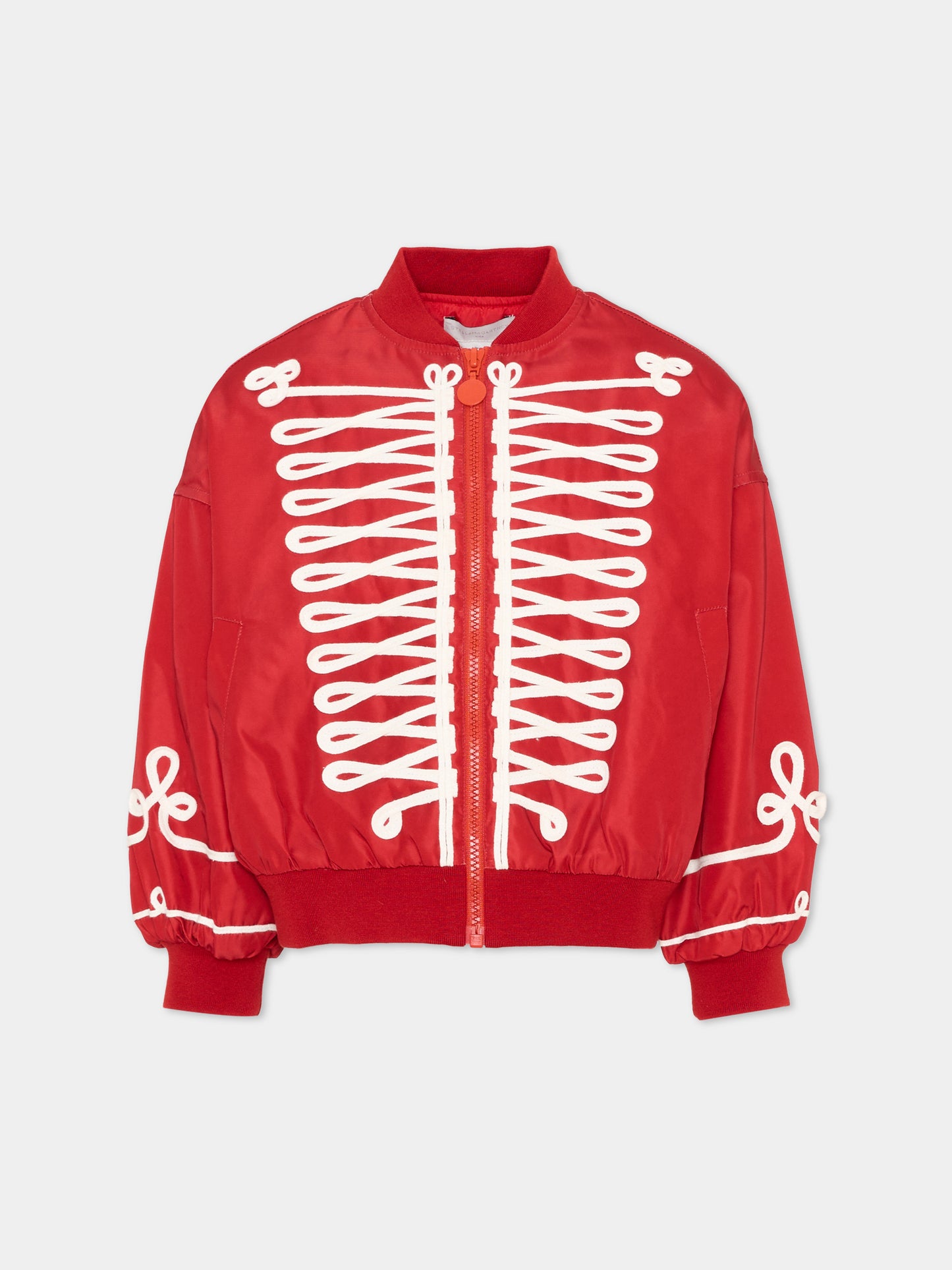 Bomber rosso per bambina con ricami,Stella Mccartney Kids,TZ2A27 Z2327 411