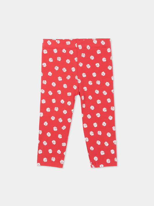 Leggings rossi per neonata con fiori,Stella Mccartney Kids,TZ6010 Z4009 411BC