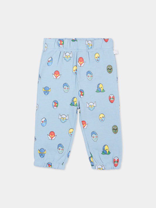 Pantaloni sportivi celesti per neonato con stampa,Stella Mccartney Kids,TZ6310 Z4012 61EMC