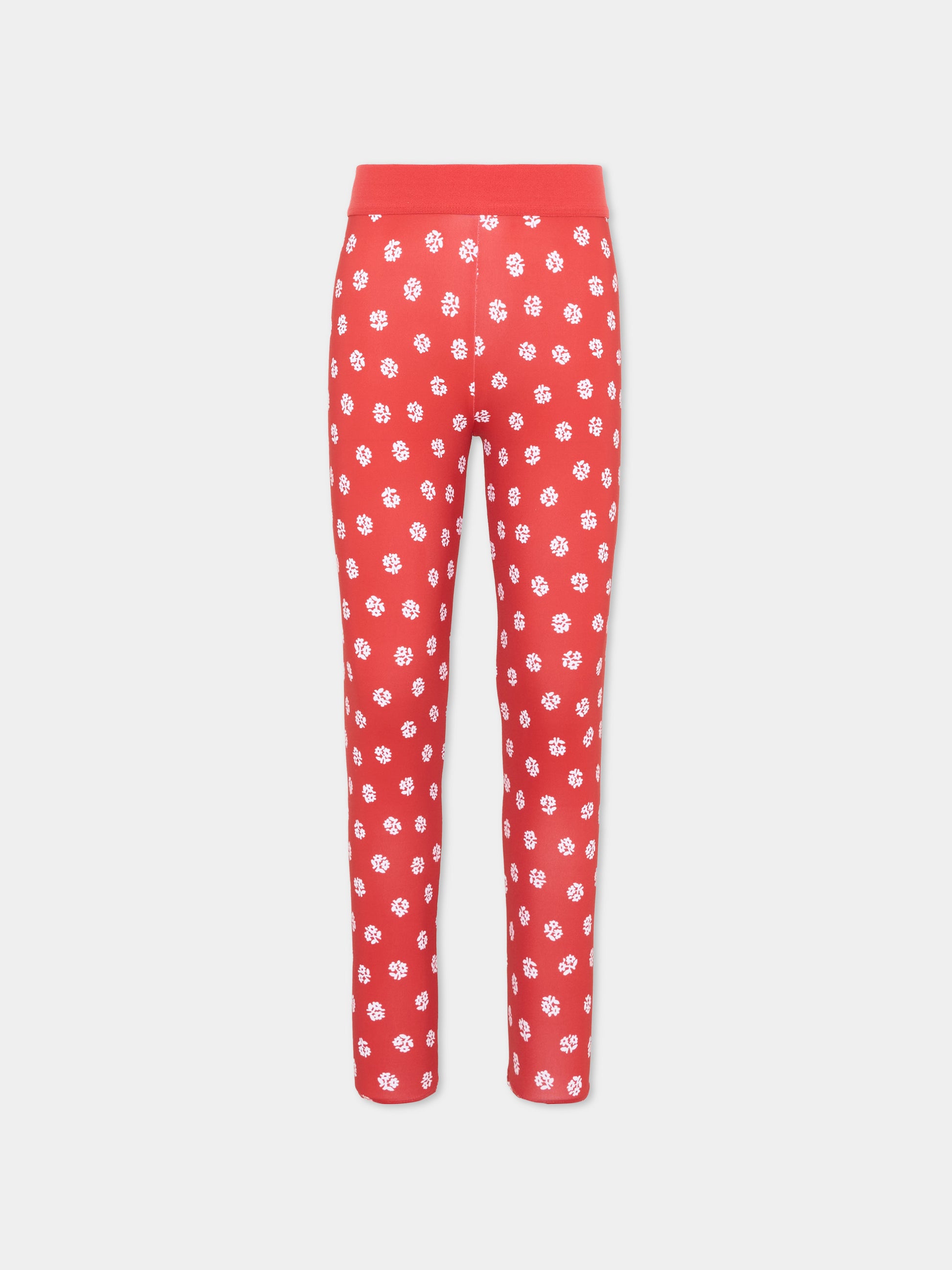 Leggings rossi per bambina con fiori,Stella Mccartney Kids,TZ6A00 Z3876 411BC