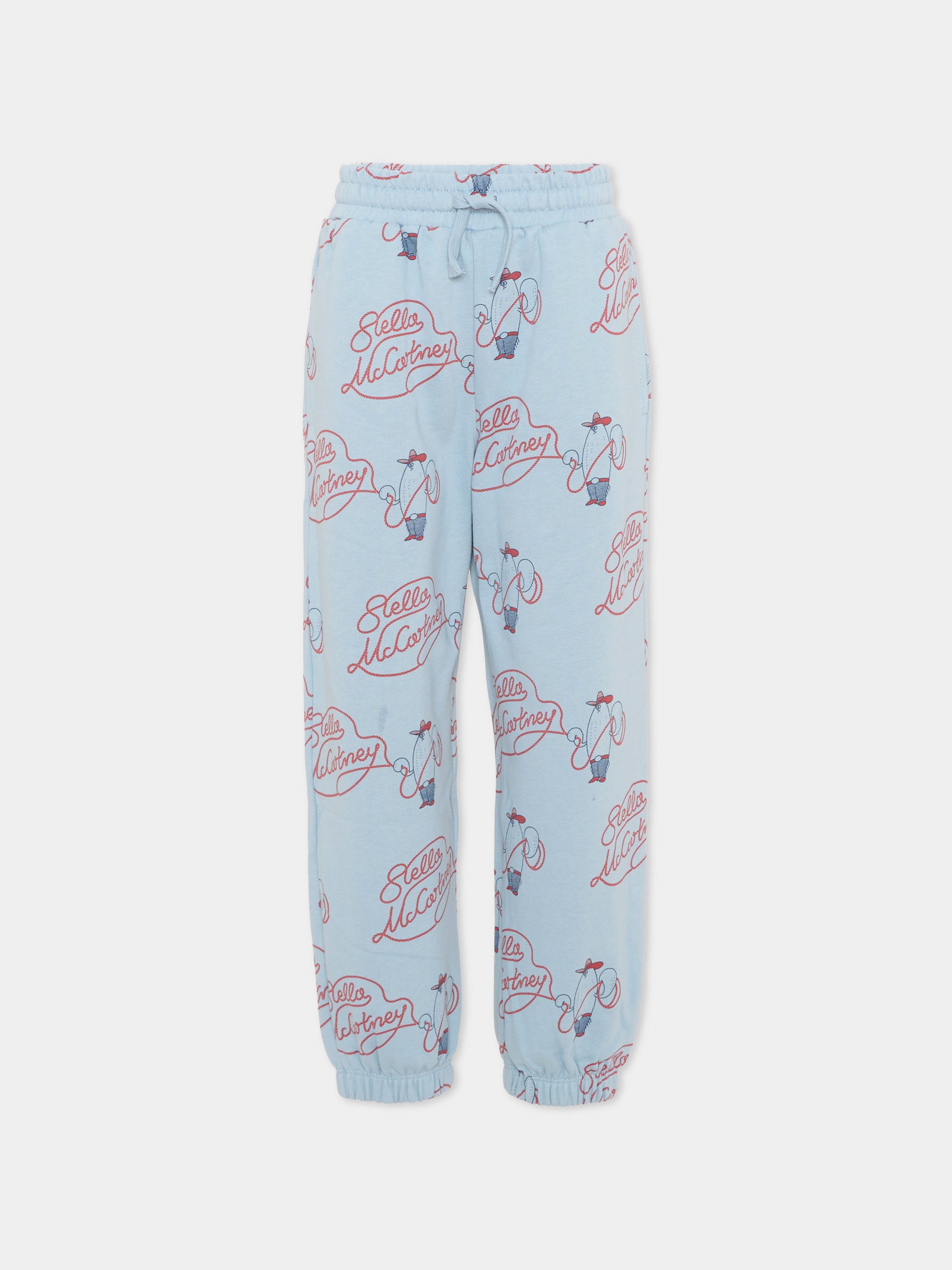 Pantaloni sportivi celesti per bambino con logo,Stella Mccartney Kids,TZ6H00 Z3952 61EMC