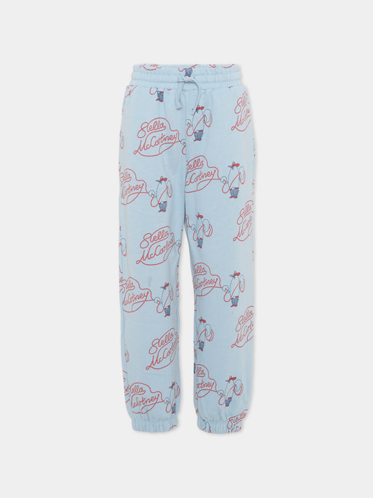 Pantaloni sportivi celesti per bambino con logo,Stella Mccartney Kids,TZ6H00 Z3952 61EMC